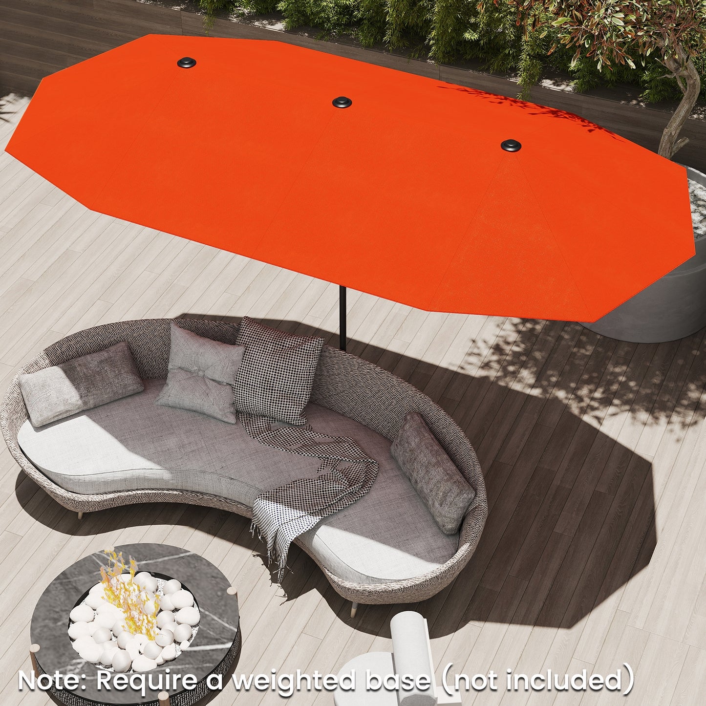 13 FT Large Patio Umbrella Outdoor Double-Sided Table Market Umbrella with Crank Handle-Orange Kids Crystal