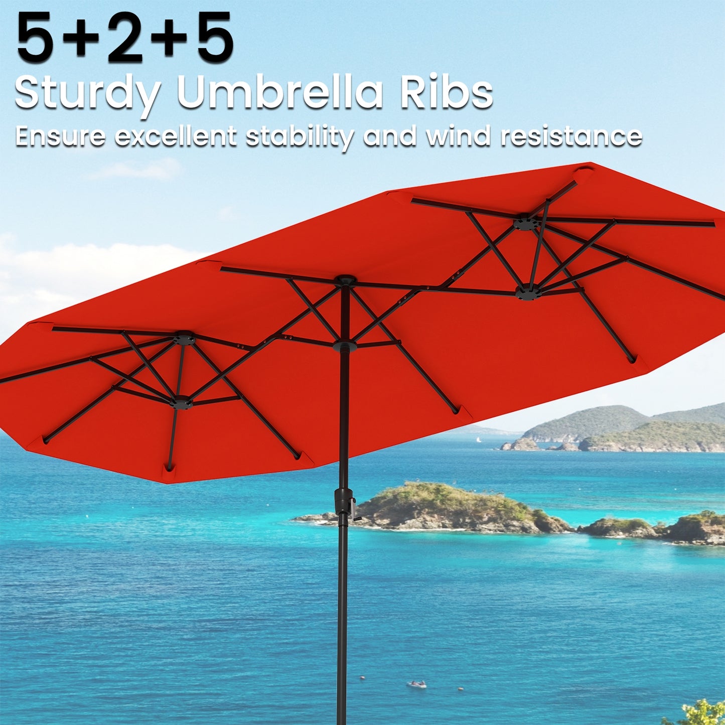 13 FT Large Patio Umbrella Outdoor Double-Sided Table Market Umbrella with Crank Handle-Orange Kids Crystal