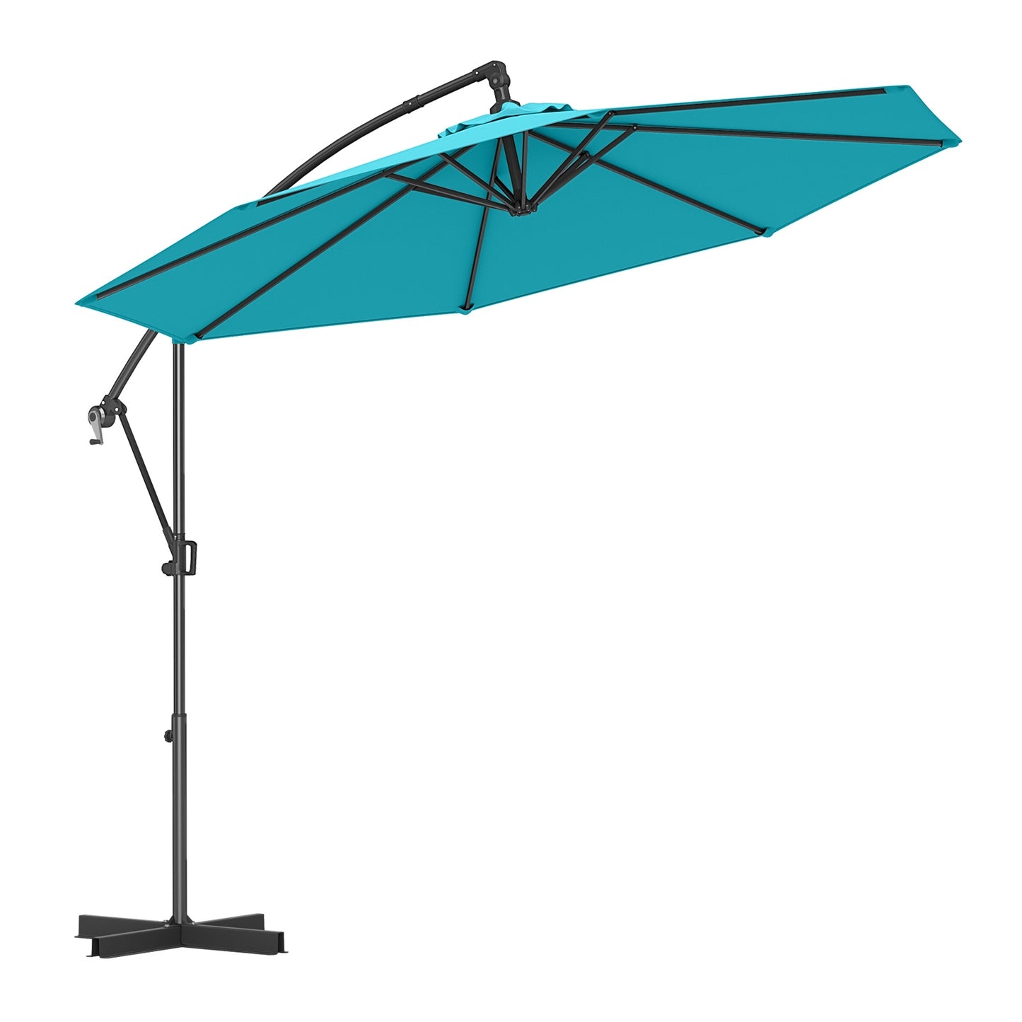 10 Feet Offset Hanging Umbrella with Base and Infinite Tilt-Turquoise Kids Crystal