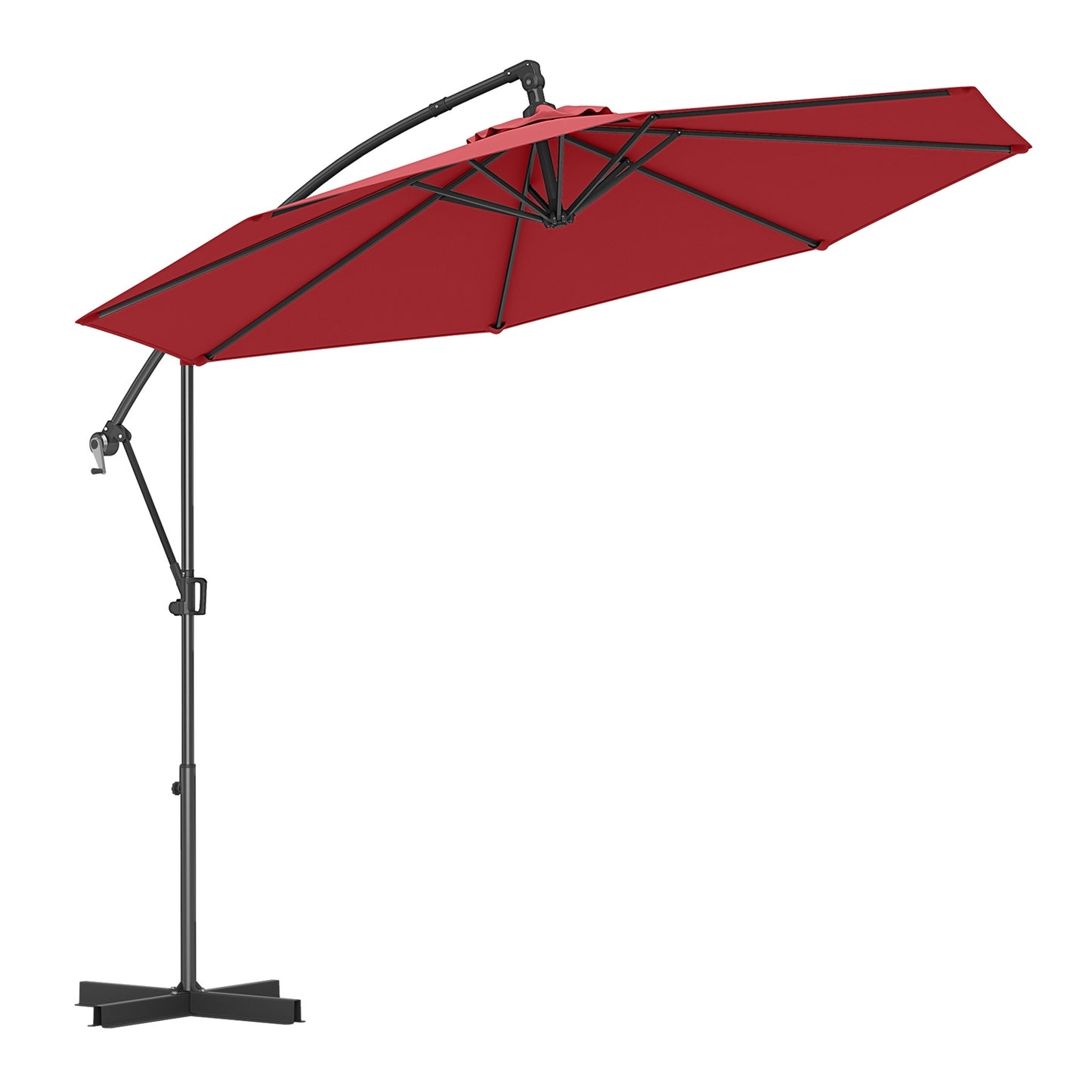 10 Feet Offset Hanging Umbrella with Base and Infinite Tilt-Wine Kids Crystal