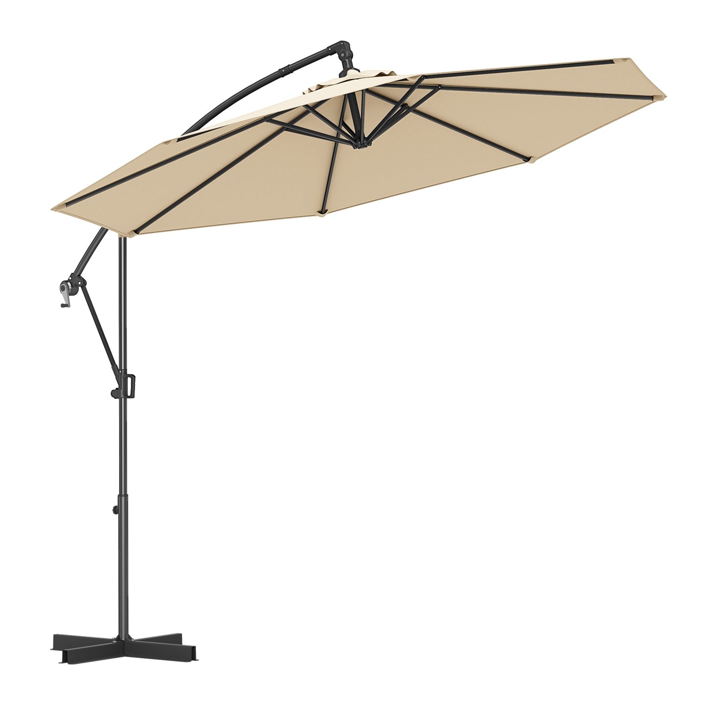 10 Feet Offset Hanging Umbrella with Base and Infinite Tilt-Beige Kids Crystal