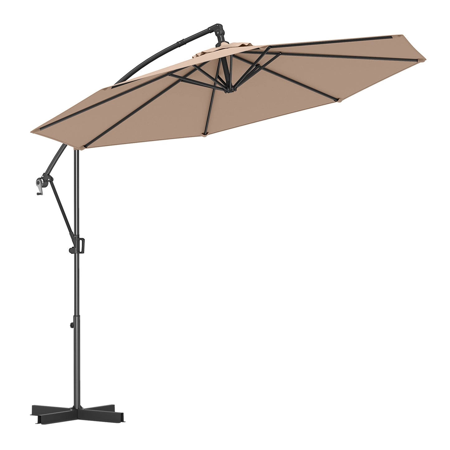 10 Feet Offset Hanging Umbrella with Base and Infinite Tilt-Coffee Kids Crystal