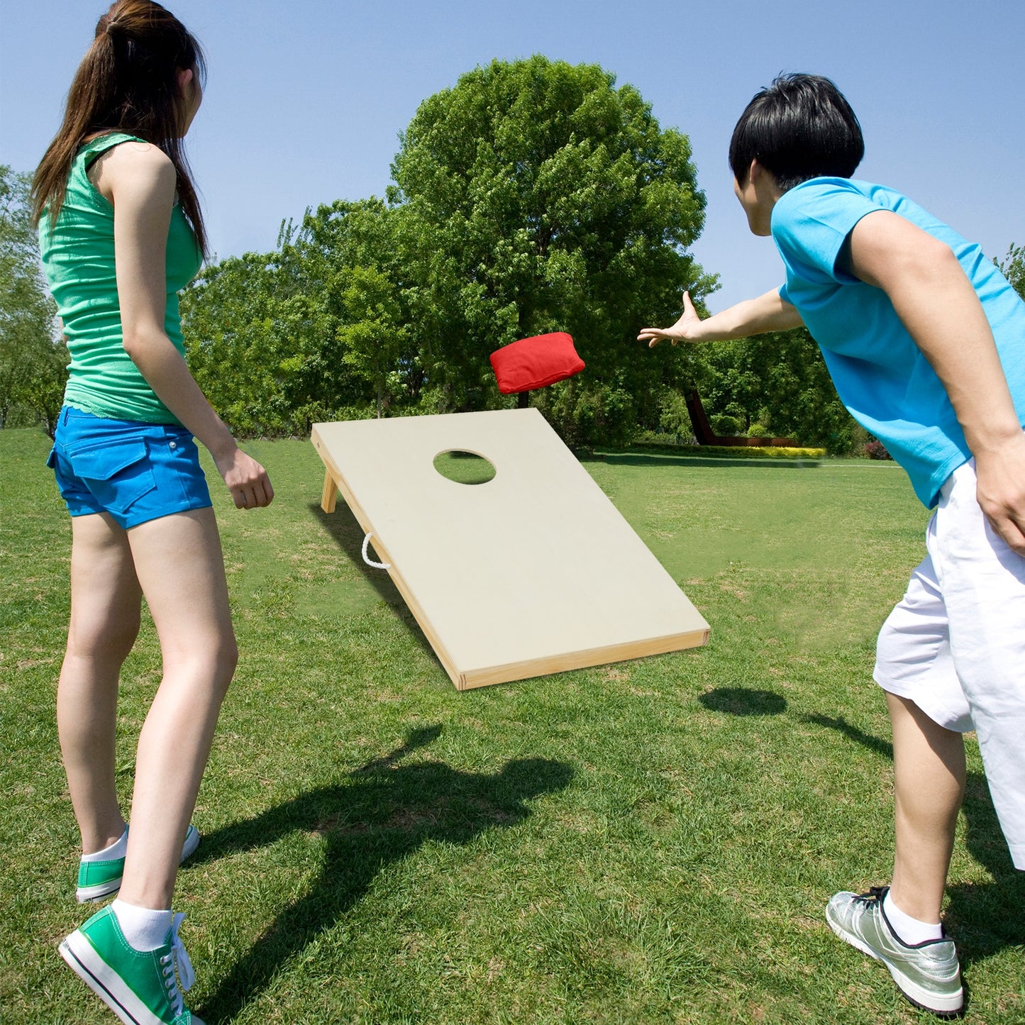 Solid Wood Cornhole Board Set Portable Corn Hole Game Board Includes 8 Bean Bags-S Kids Crystal
