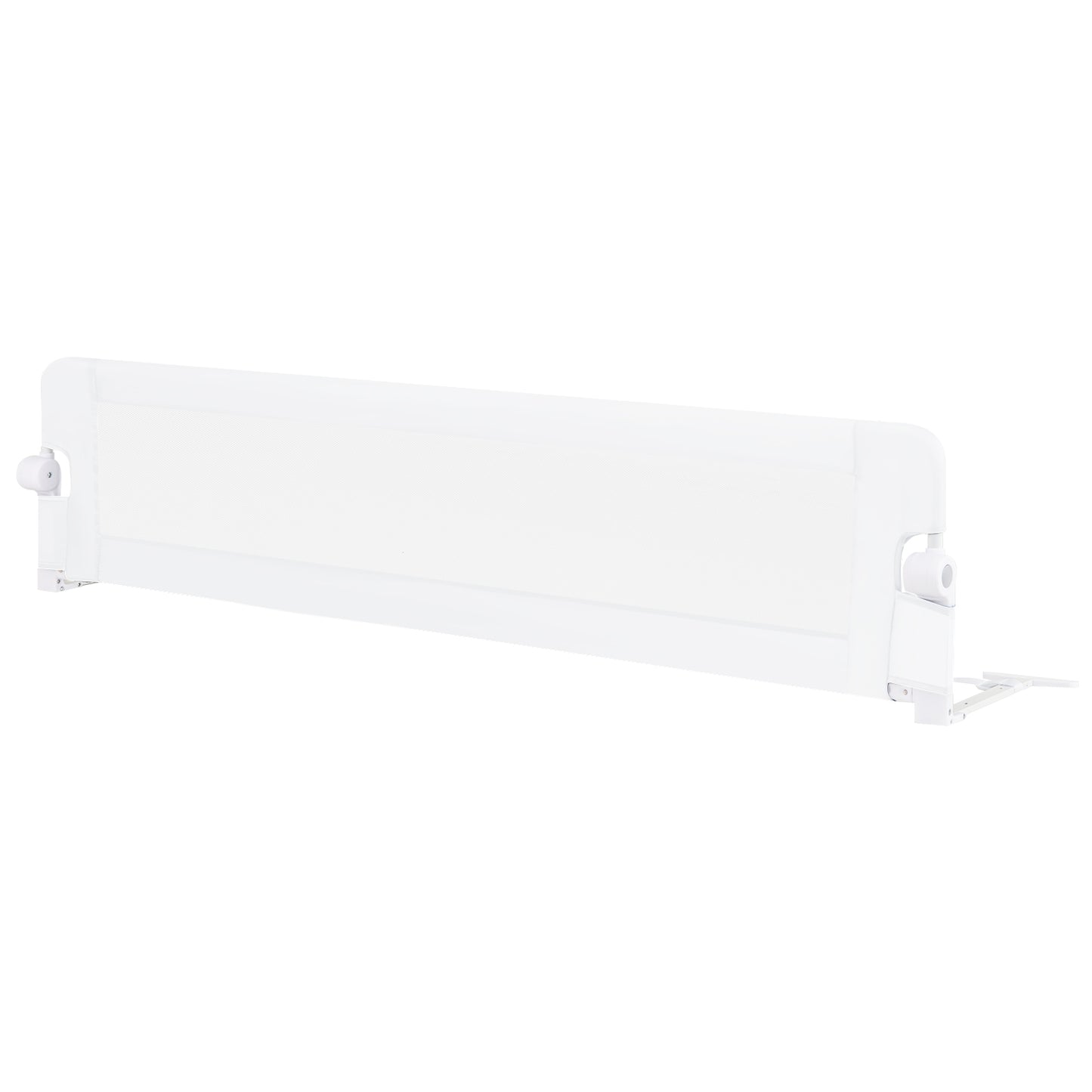 71-Inch Foldable Bed Rail Swing Down Baby Bed Guard Rail with Adjustable Safety Strap-White Kids Crystal