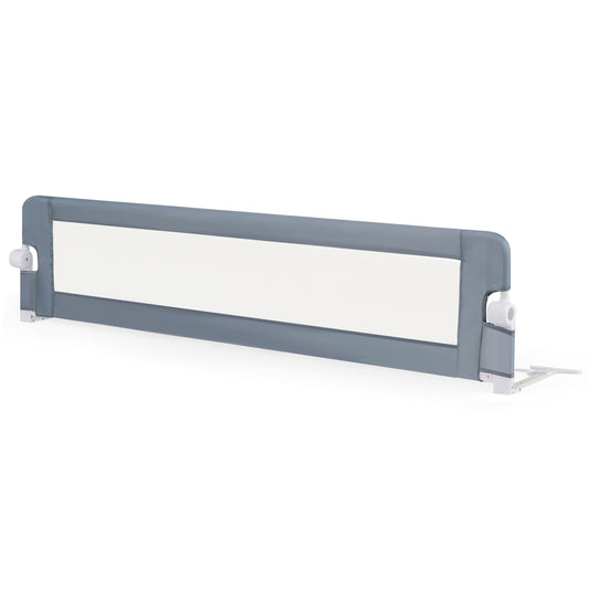 71-Inch Foldable Bed Rail Swing Down Baby Bed Guard Rail with Adjustable Safety Strap-Gray Kids Crystal