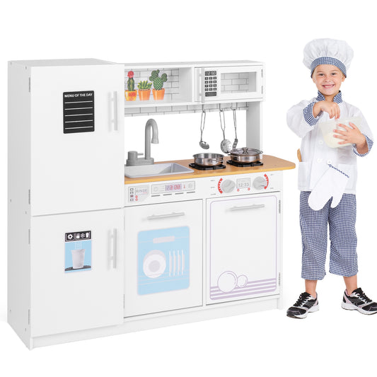 Toddler Pretend Play Kitchen Toy with Stove for 3+ Boys and Girls-White Kids Crystal