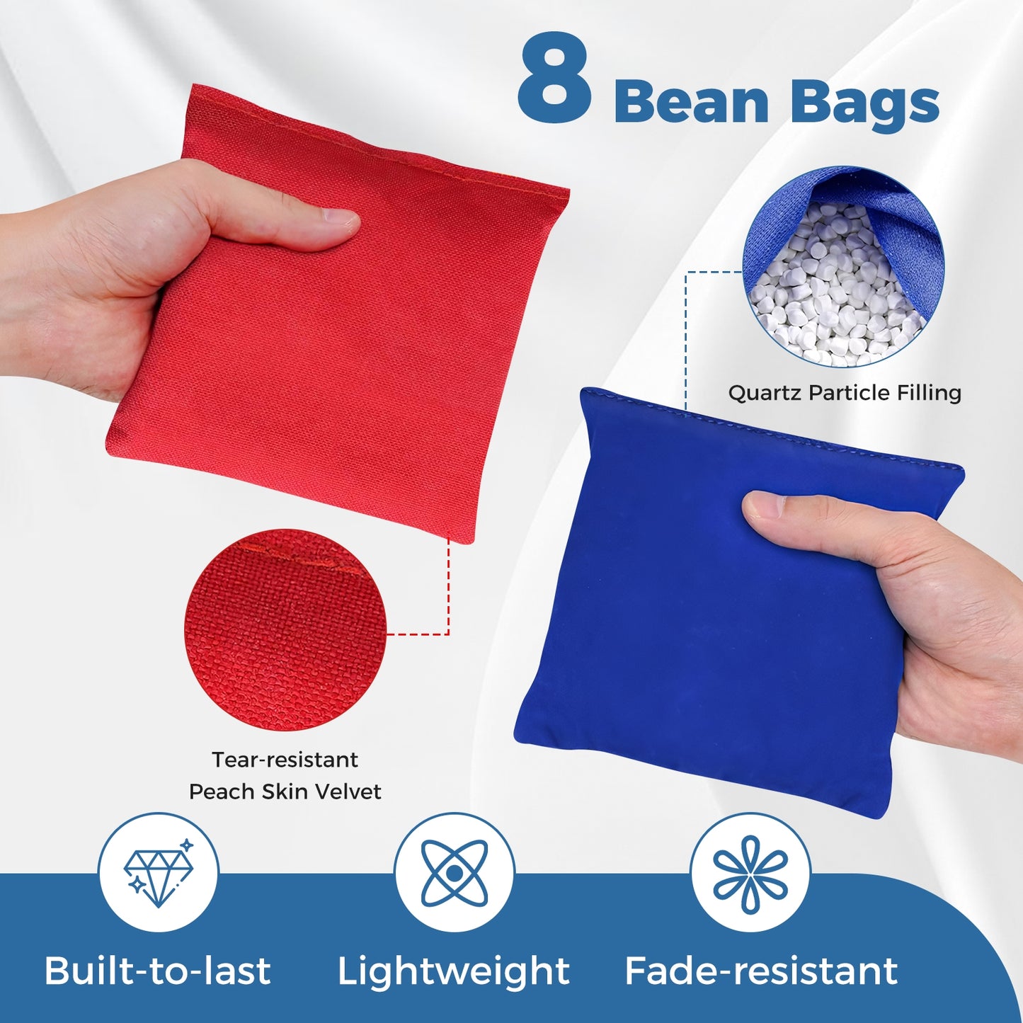 3 x 2FT Cornhole Board Set Portable Cornhole Board with Foldable Legs and Side Handle-Blue Kids Crystal