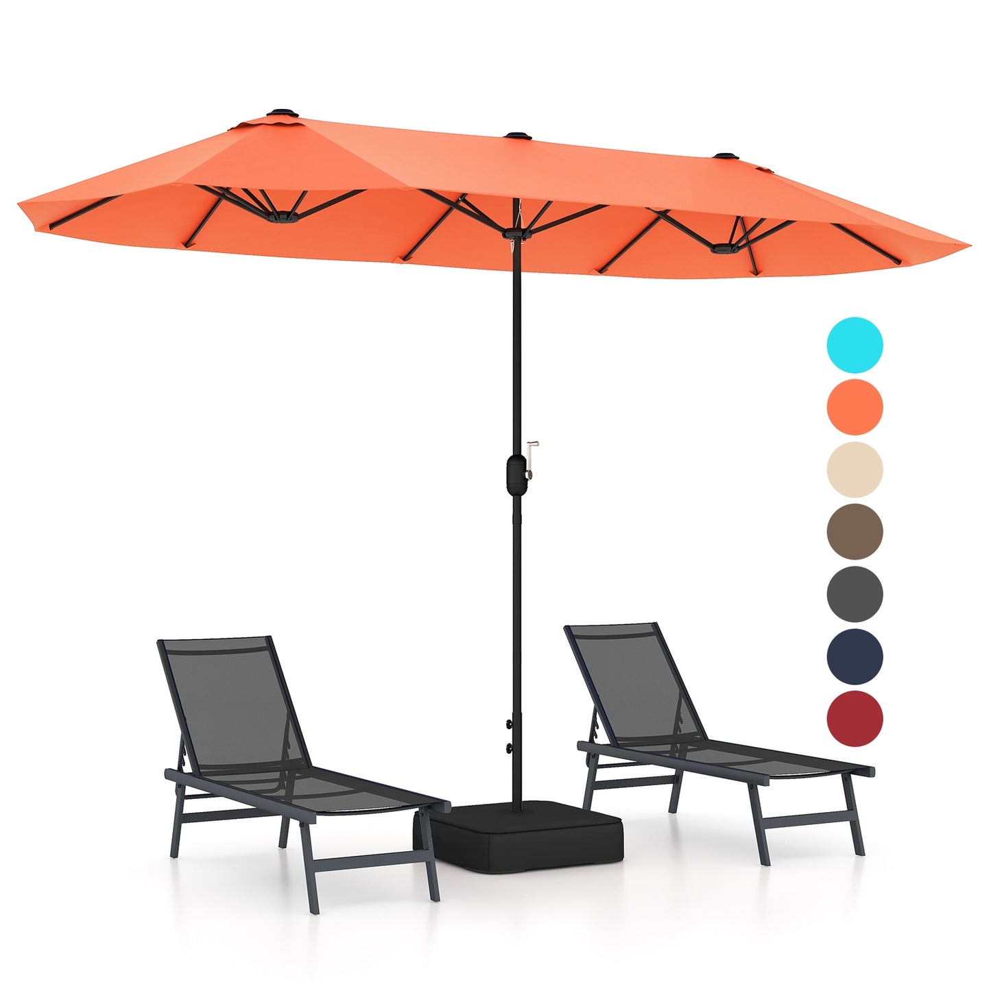 13 Feet Double-Sided Patio Twin Table Umbrella with Crank Handle-Orange Kids Crystal