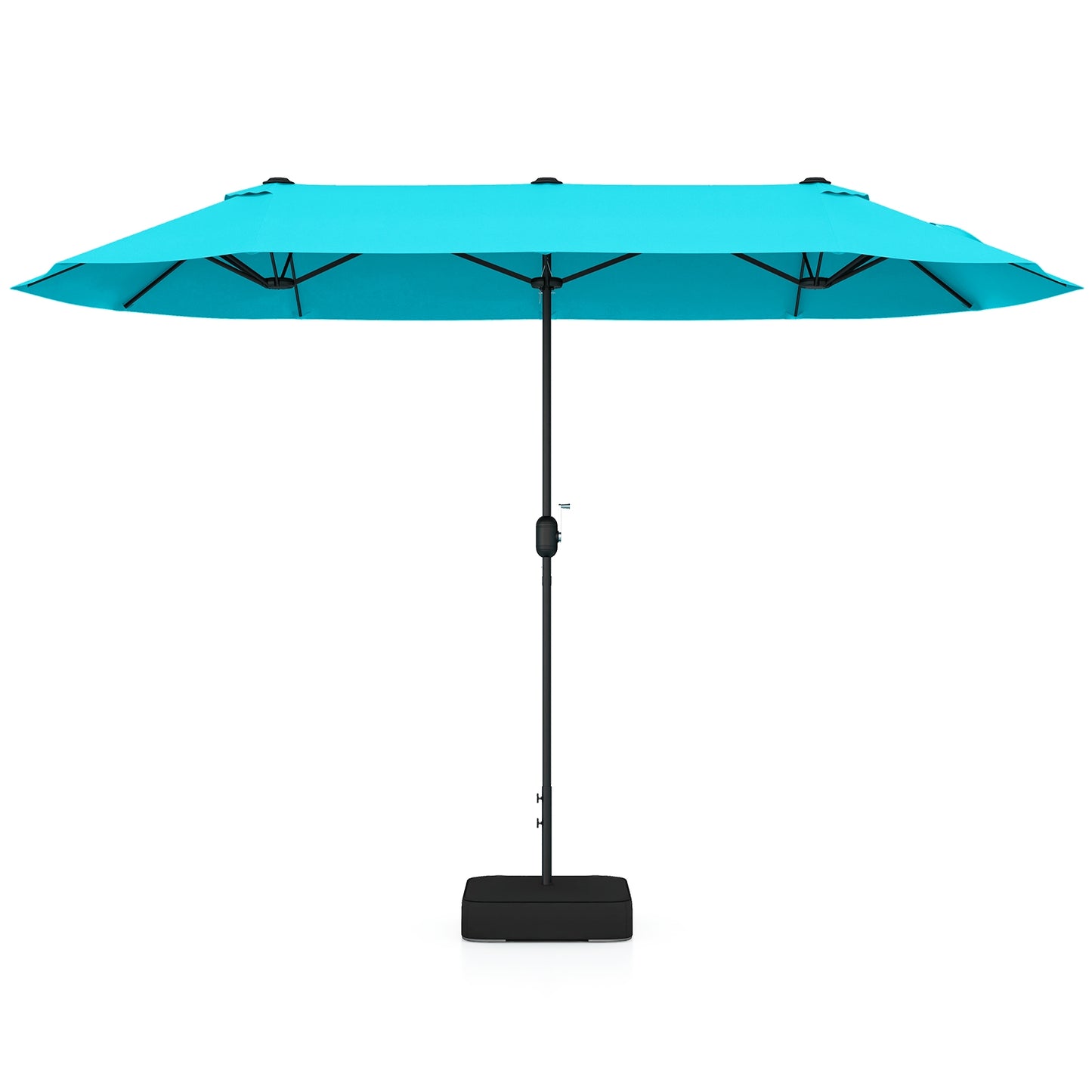 13 Feet Double-Sided Patio Twin Table Umbrella with Crank Handle-Turquoise Kids Crystal