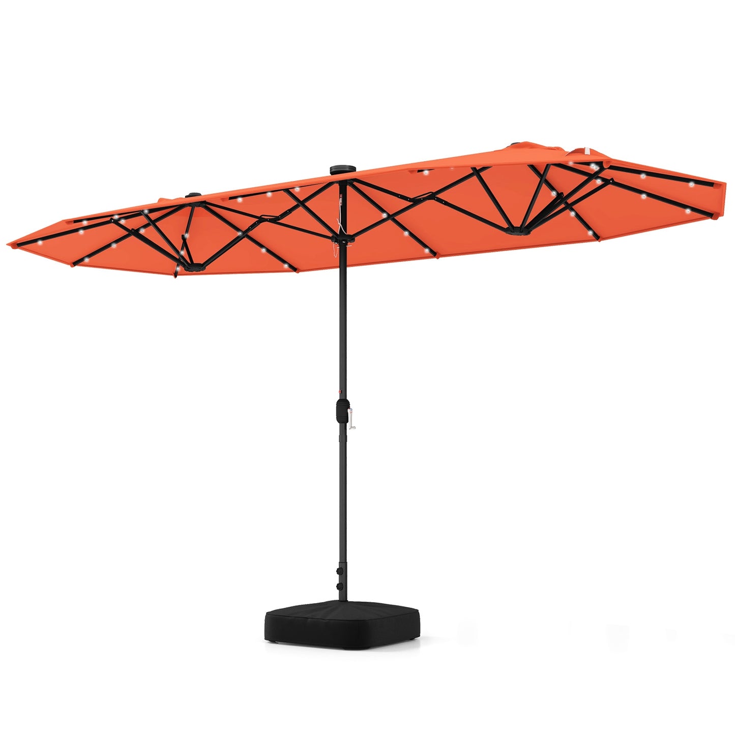 13FT Double-sided Patio Umbrella with Solar Lights for Garden Pool Backyard-Orange Kids Crystal