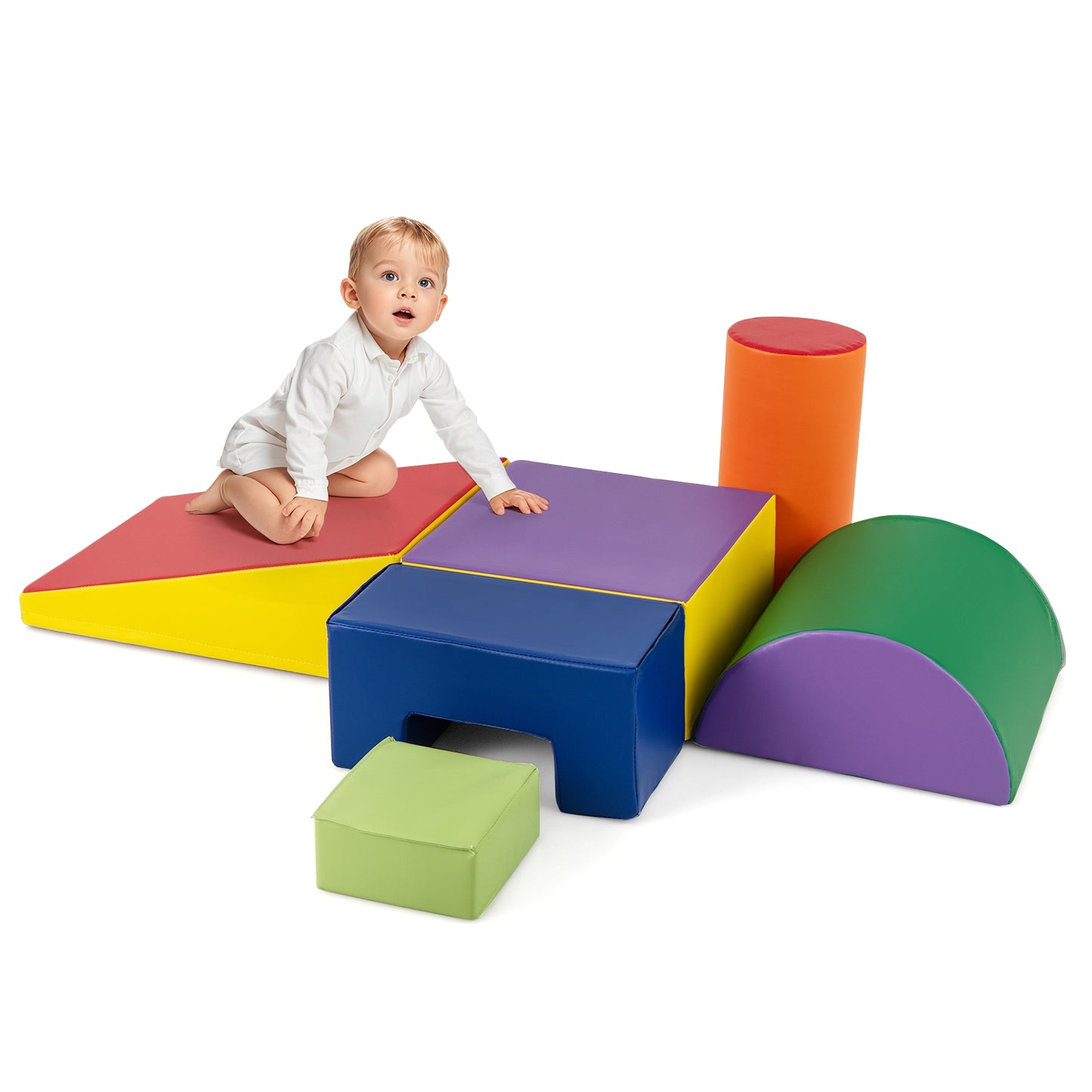 6 Pieces Foam Climbing Blocks Indoor Climb and Crawl Activity Playset with Rectangles-Purple Kids Crystal