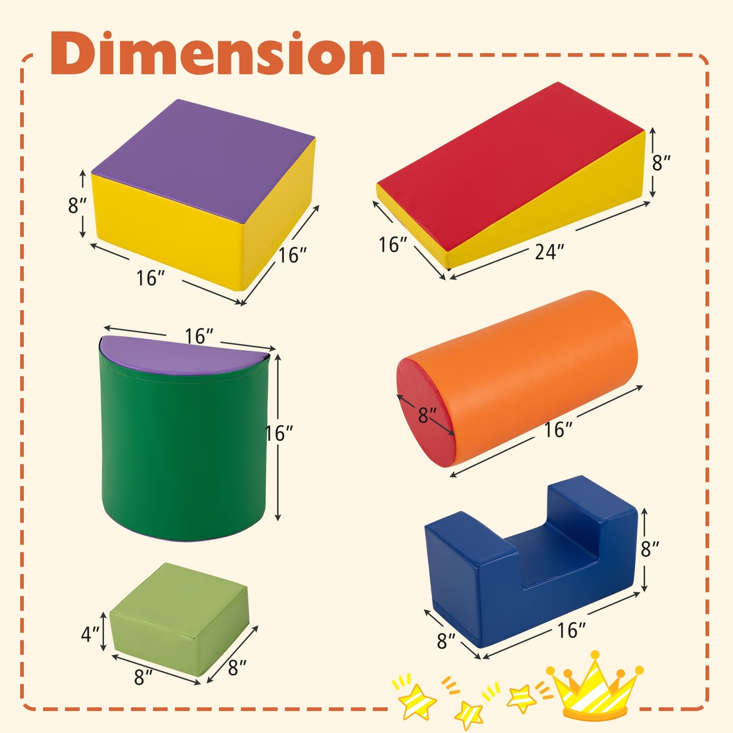 6 Pieces Foam Climbing Blocks Indoor Climb and Crawl Activity Playset with Rectangles-Purple Kids Crystal