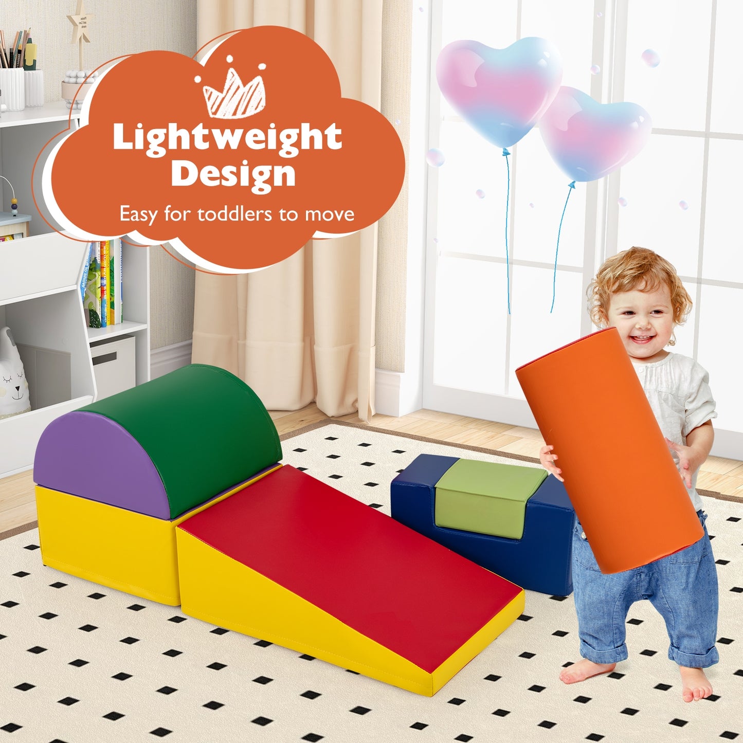 6 Pieces Foam Climbing Blocks Indoor Climb and Crawl Activity Playset with Rectangles-Purple Kids Crystal