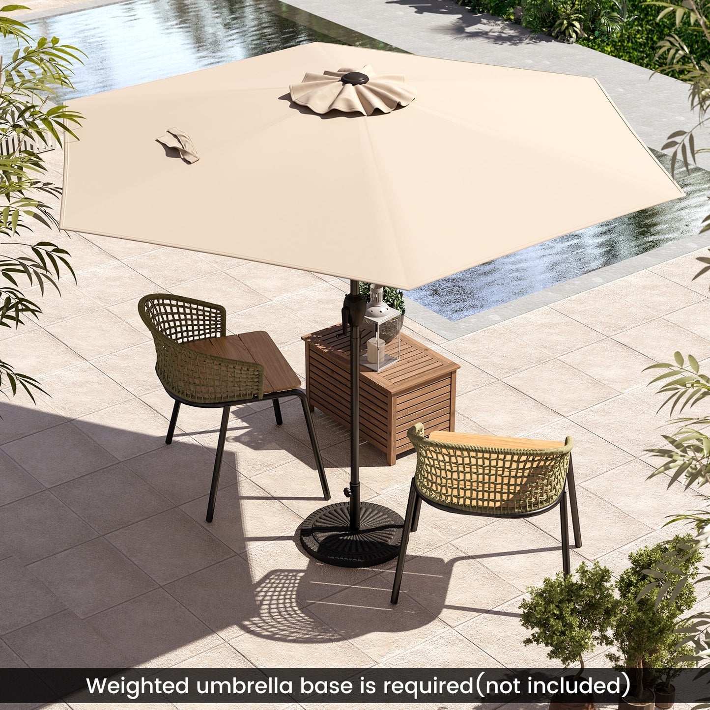 7.5 feet Outdoor Patio Heavy Duty Market Umbrella with Push Button Tilt-Beige Kids Crystal
