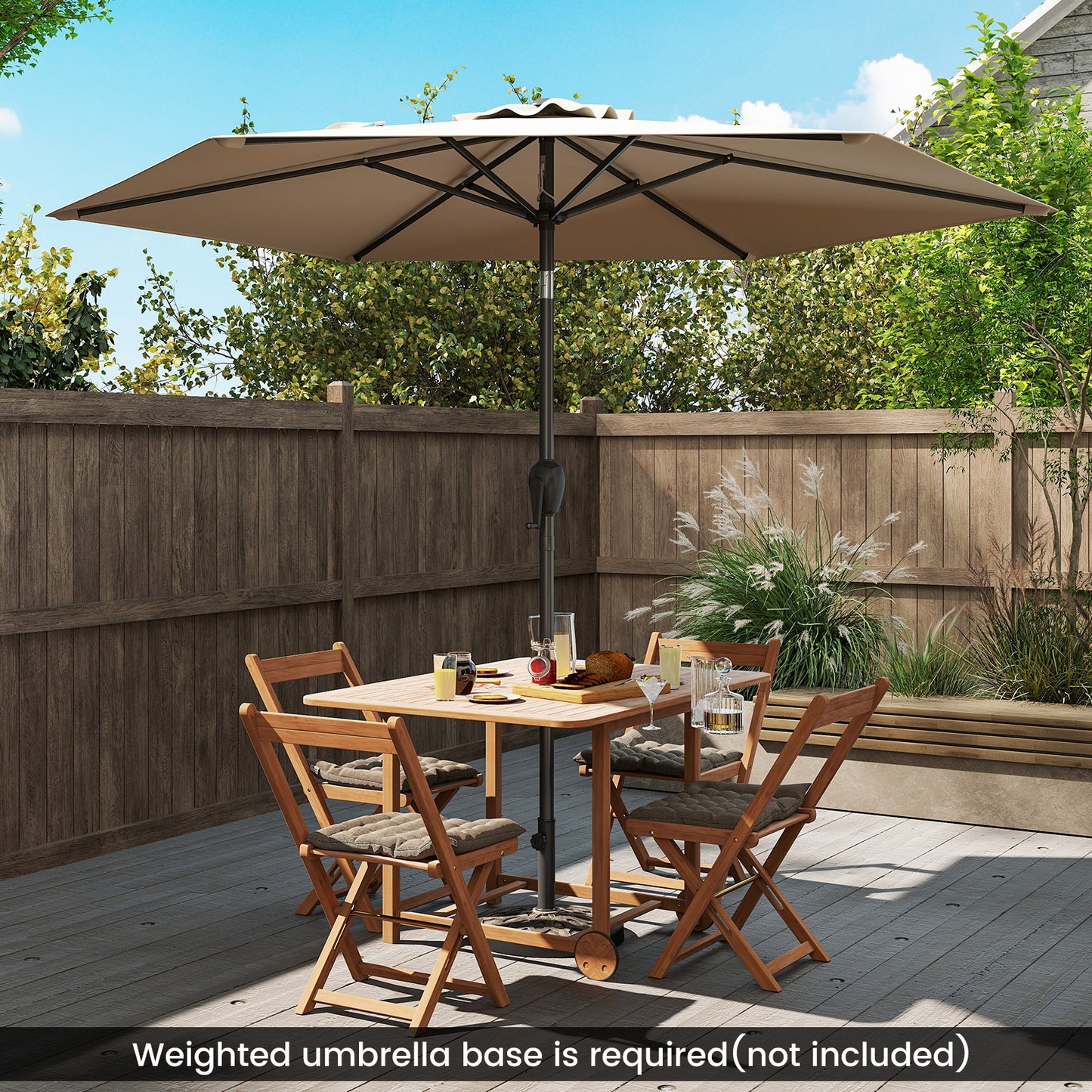 7.5 feet Outdoor Patio Heavy Duty Market Umbrella with Push Button Tilt-Beige Kids Crystal