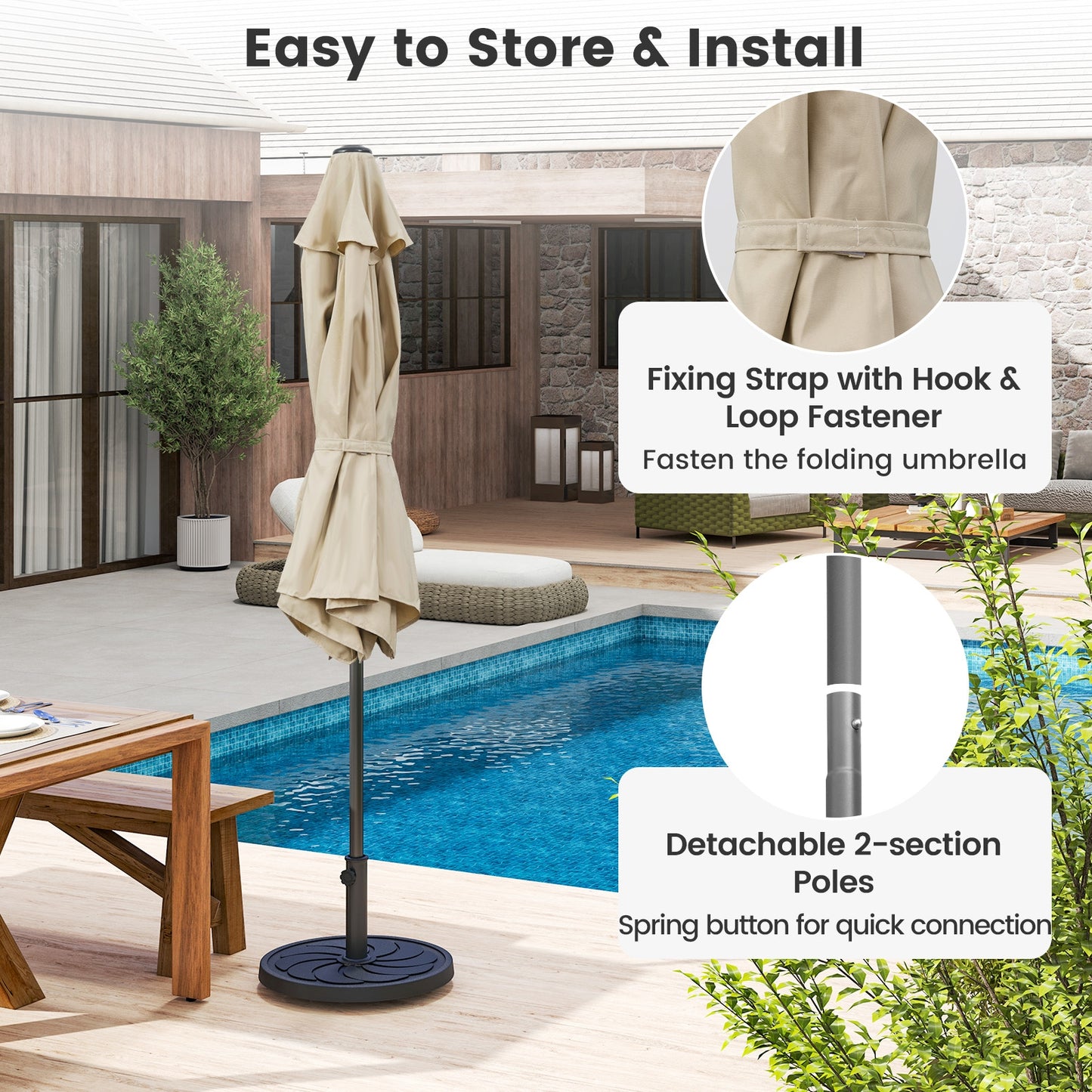 7.5 feet Outdoor Patio Heavy Duty Market Umbrella with Push Button Tilt-Beige Kids Crystal