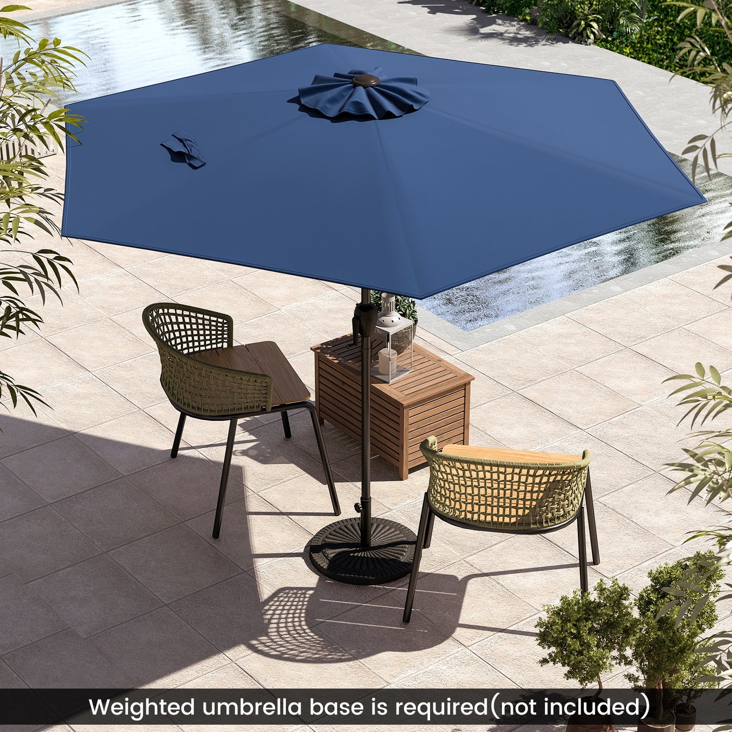 7.5 feet Outdoor Patio Heavy Duty Market Umbrella with Push Button Tilt-Navy Kids Crystal