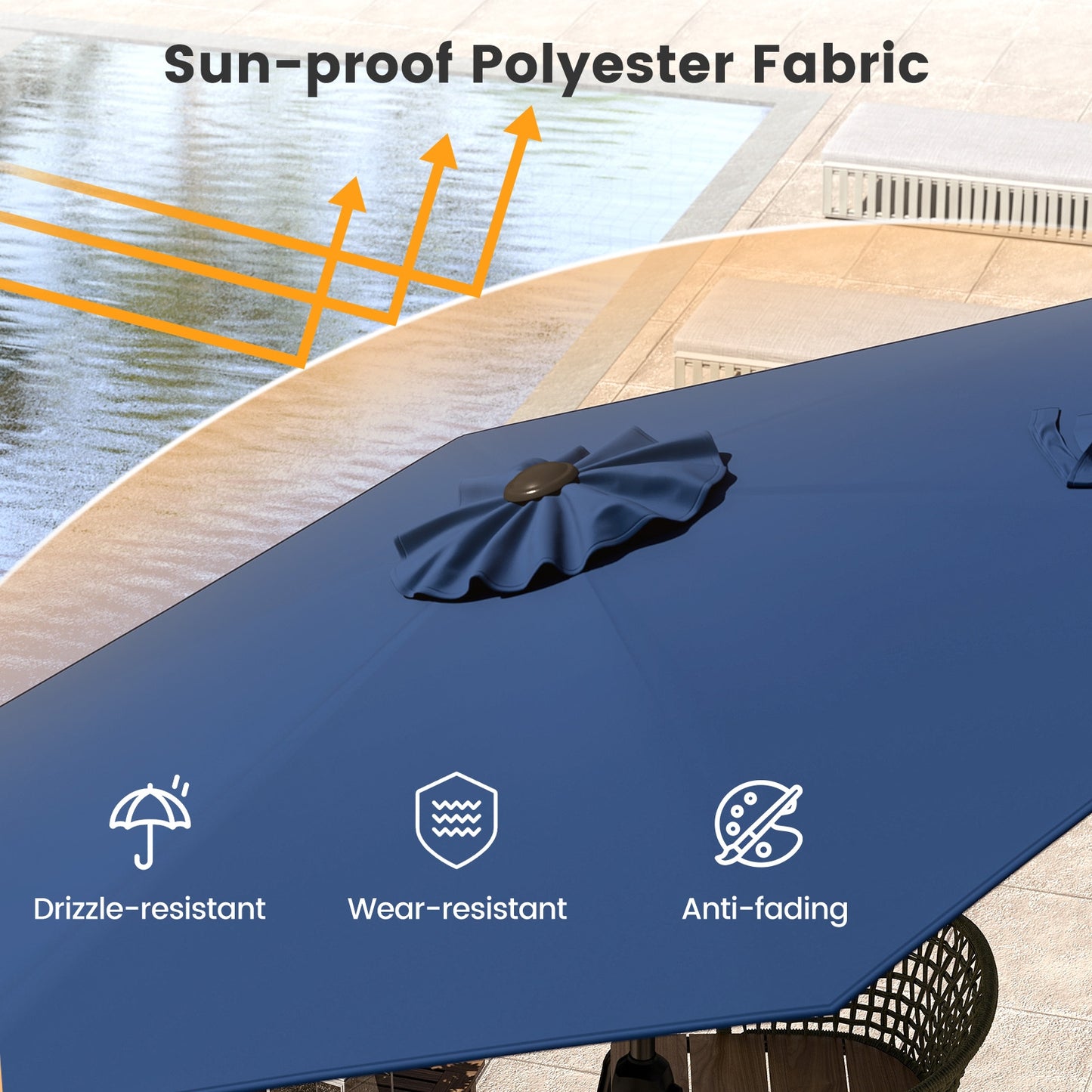 7.5 feet Outdoor Patio Heavy Duty Market Umbrella with Push Button Tilt-Navy Kids Crystal