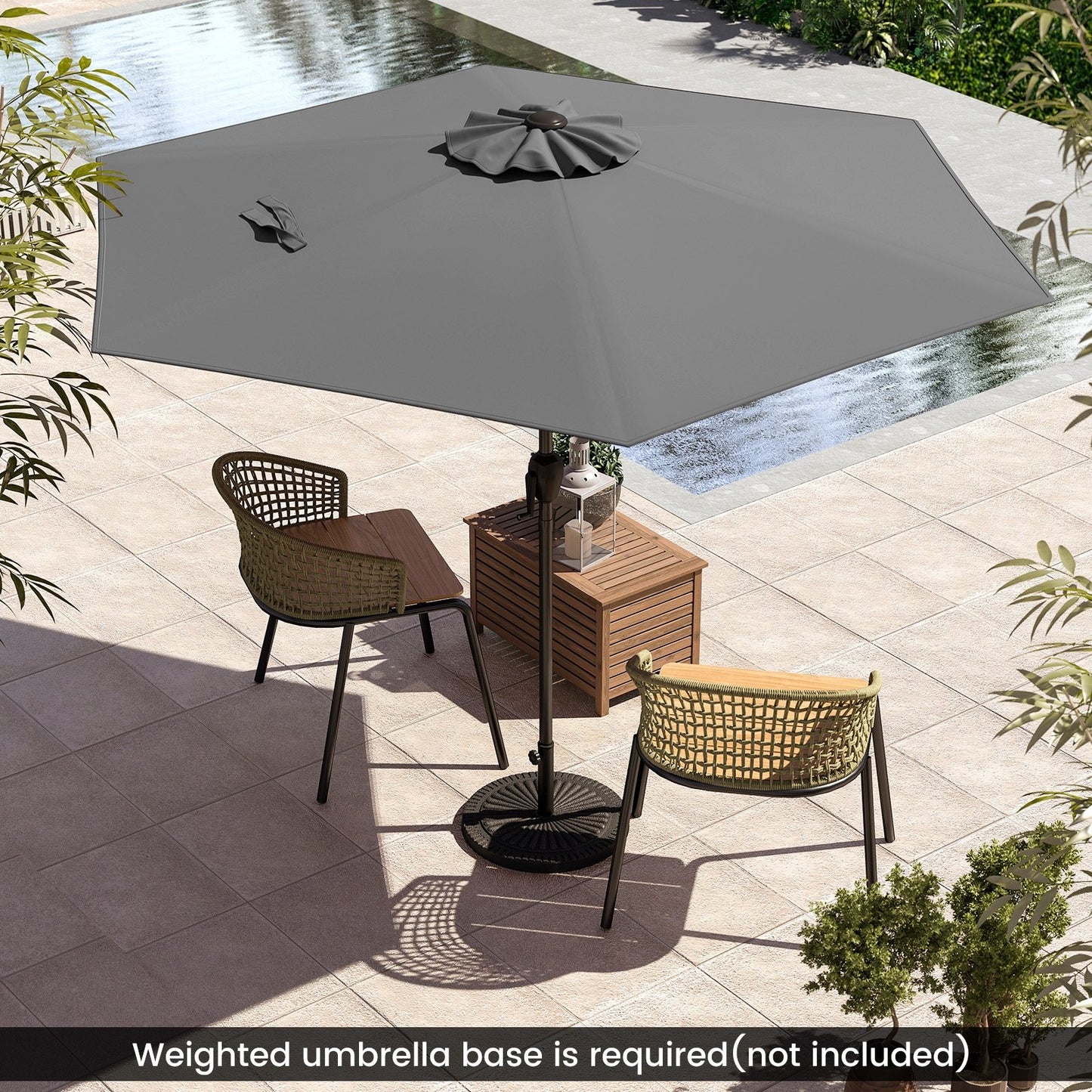 7.5 feet Outdoor Patio Heavy Duty Market Umbrella with Push Button Tilt-Gray Kids Crystal