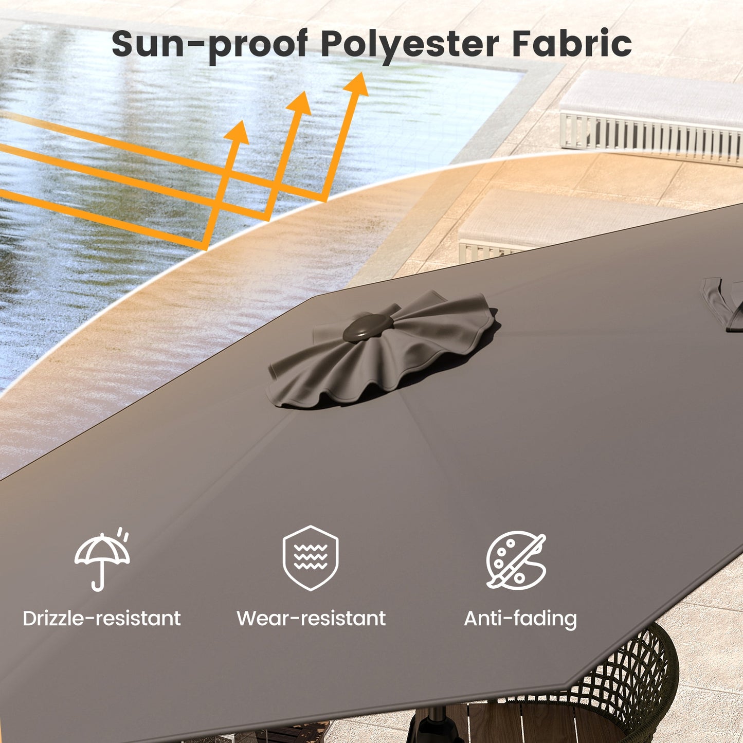 7.5 feet Outdoor Patio Heavy Duty Market Umbrella with Push Button Tilt-Gray Kids Crystal