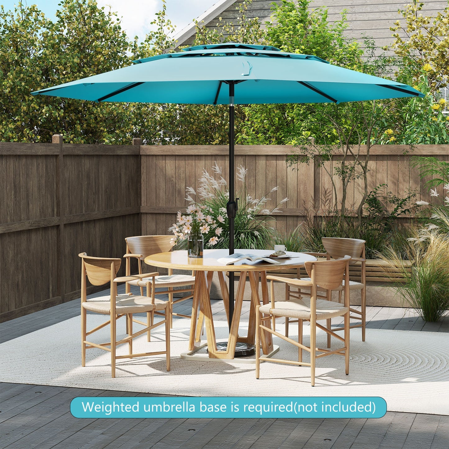 10 ft 3-tier Vented Patio Umbrella with Push Button Tilt-Green Kids Crystal
