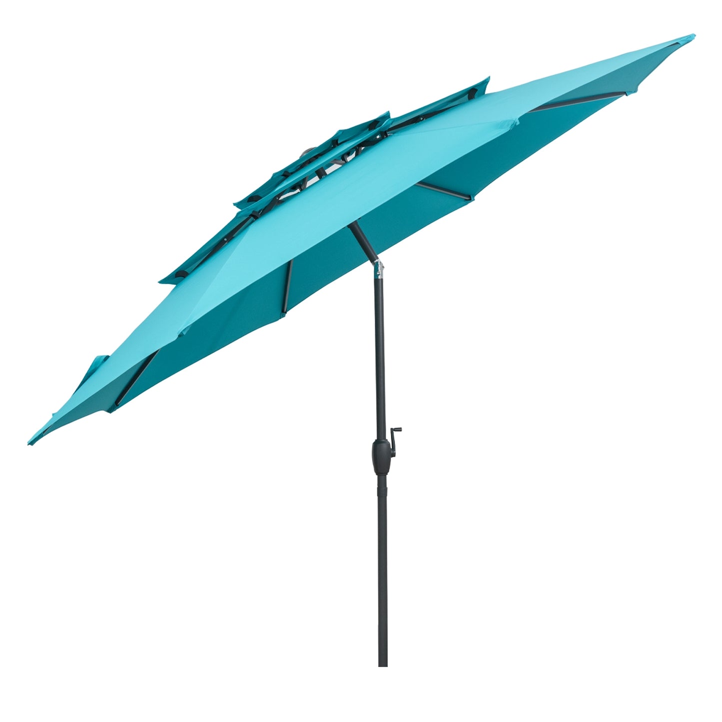 10 ft 3-tier Vented Patio Umbrella with Push Button Tilt-Green Kids Crystal