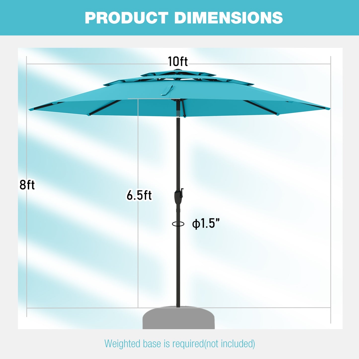 10 ft 3-tier Vented Patio Umbrella with Push Button Tilt-Green Kids Crystal