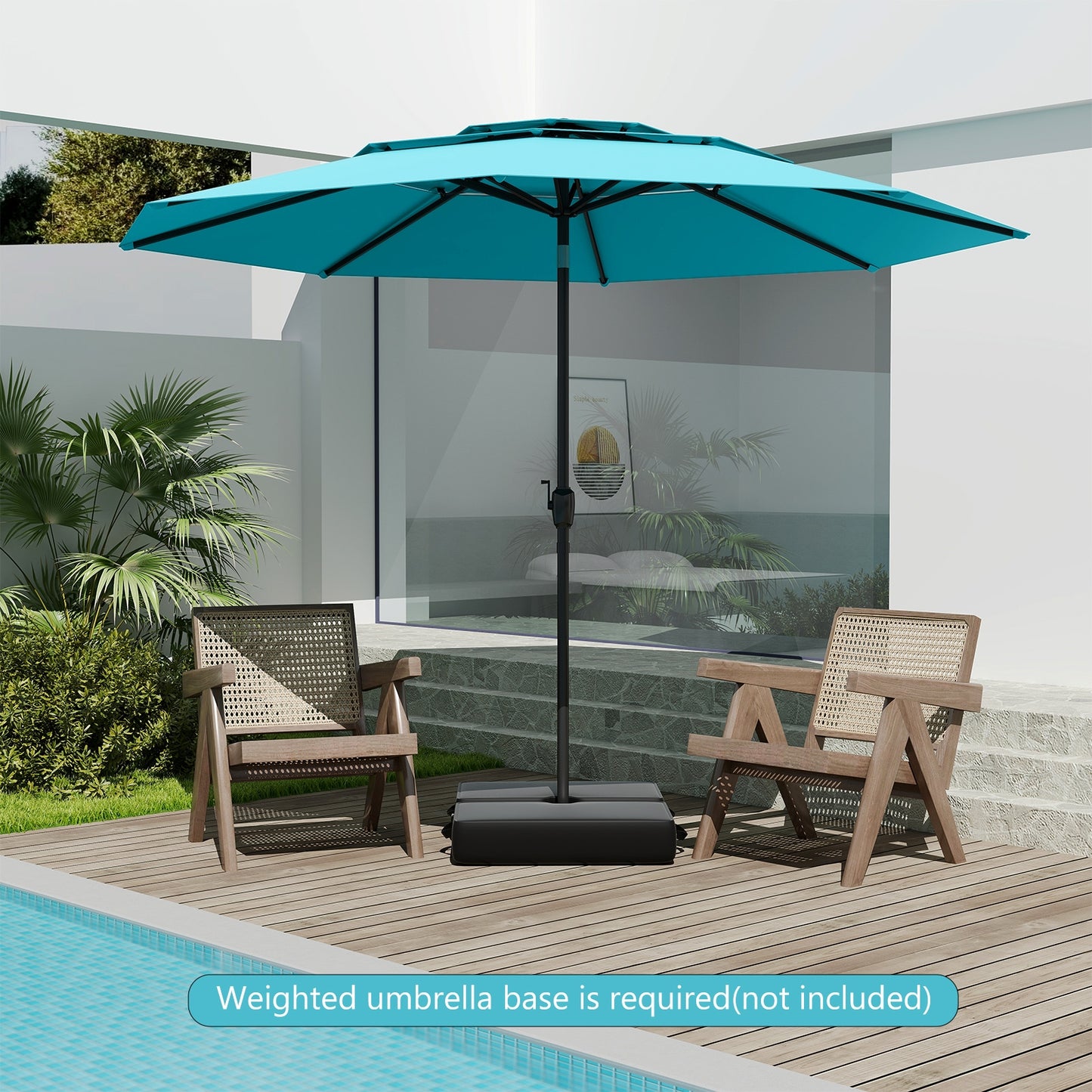 10 ft 3-tier Vented Patio Umbrella with Push Button Tilt-Green Kids Crystal