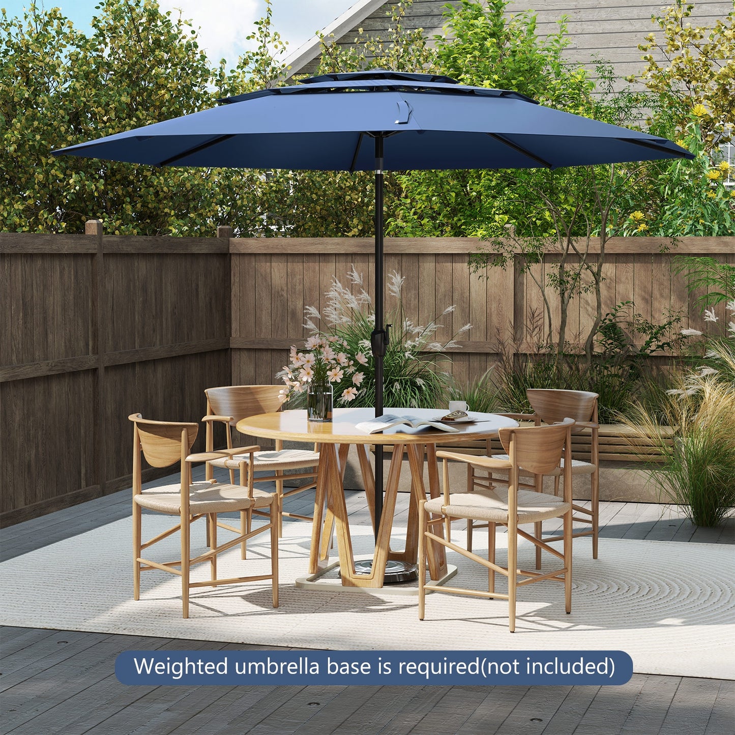 10 ft 3-tier Vented Patio Umbrella with Push Button Tilt-Navy Kids Crystal
