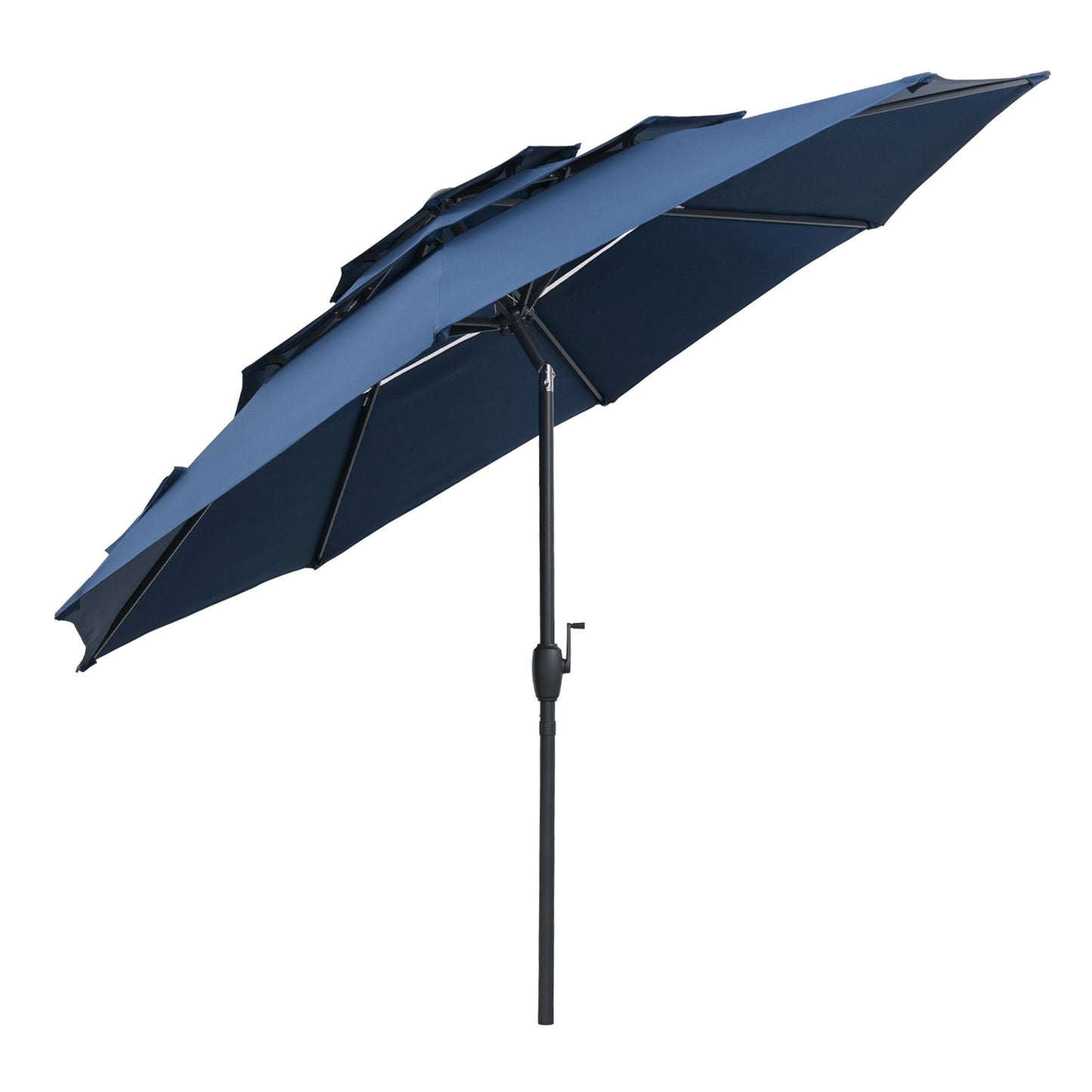 10 ft 3-tier Vented Patio Umbrella with Push Button Tilt-Navy Kids Crystal