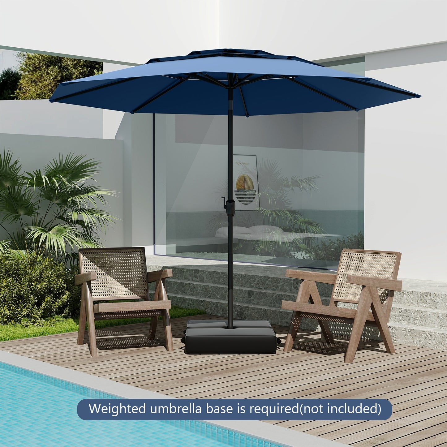 10 ft 3-tier Vented Patio Umbrella with Push Button Tilt-Navy Kids Crystal