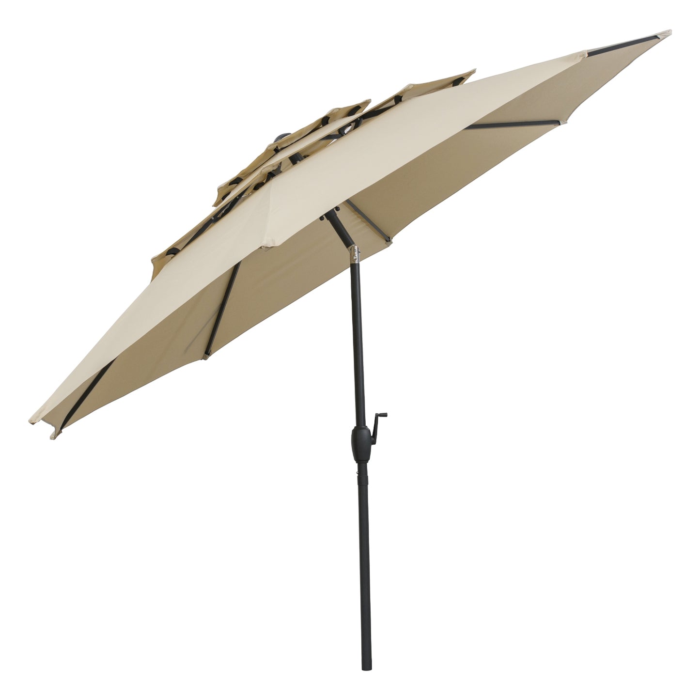 10 ft 3-tier Vented Patio Umbrella with Push Button Tilt-Beige Kids Crystal
