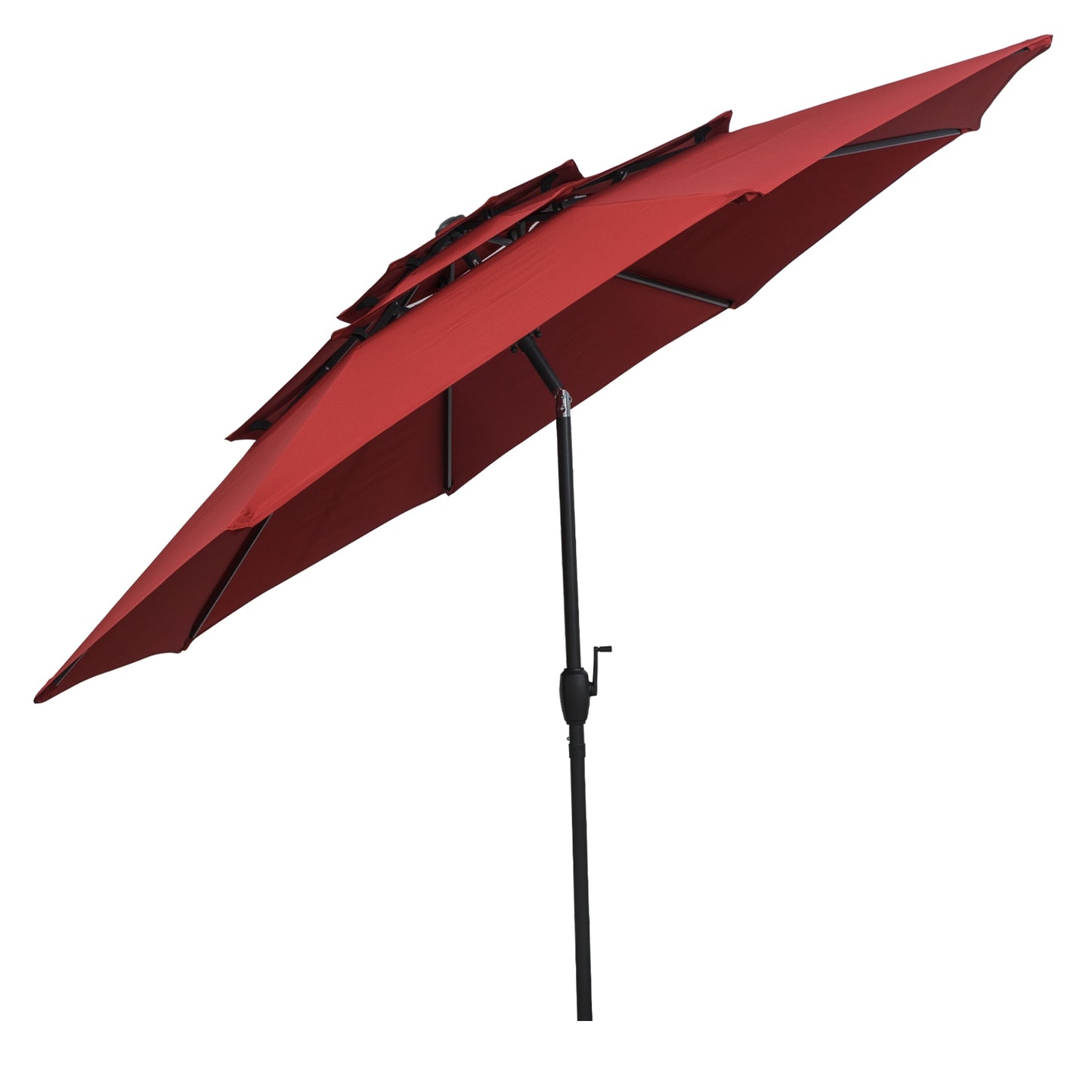 10 ft 3-tier Vented Patio Umbrella with Push Button Tilt-Red Kids Crystal