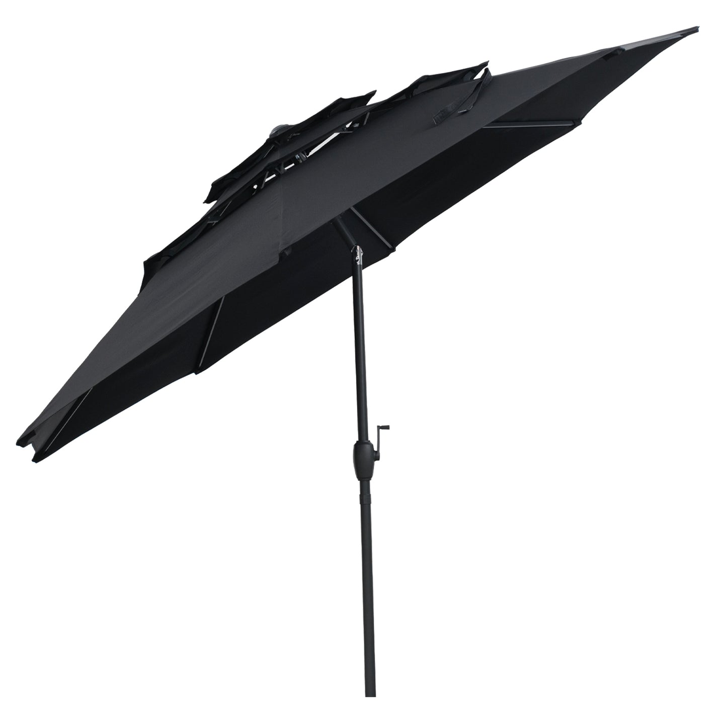 10 ft 3-tier Vented Patio Umbrella with Push Button Tilt-Black Kids Crystal