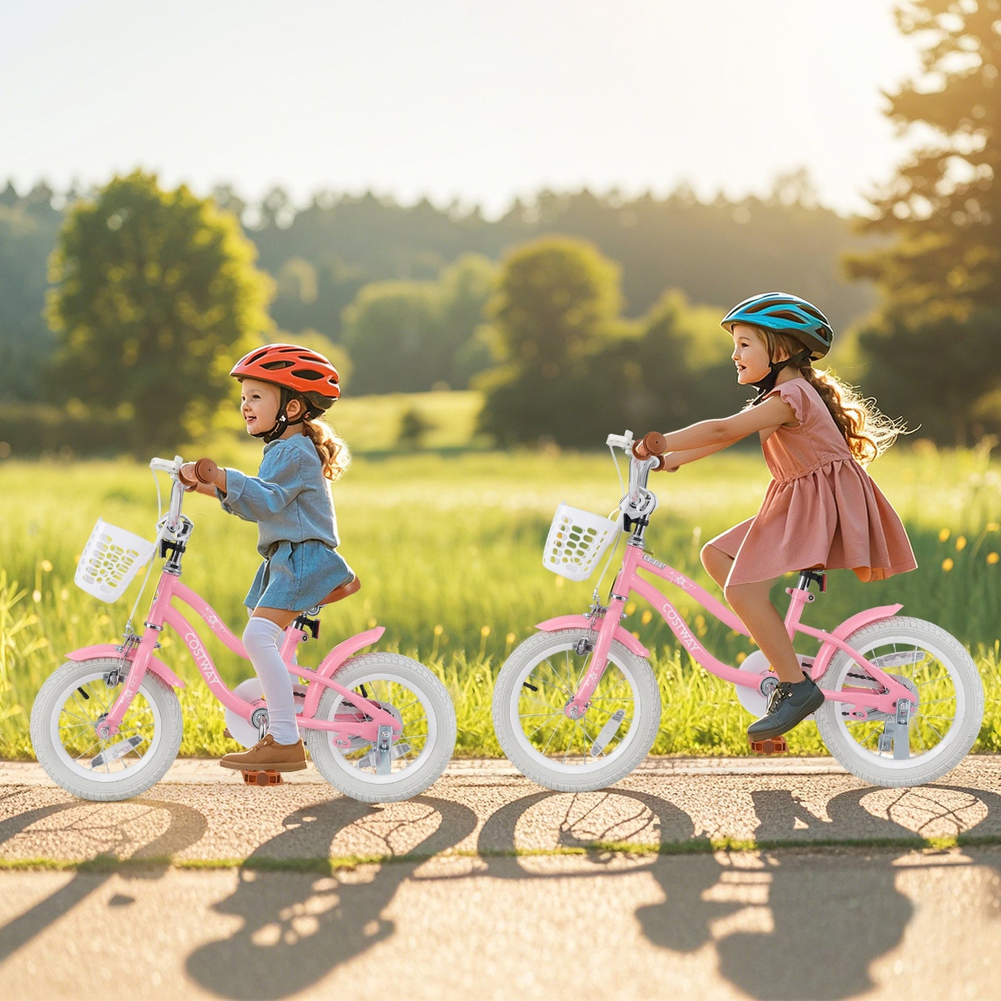 12 Inch Kids Bike with Training Wheels and Basket for Boys Girls 3-4 Years Old Kids Crystal