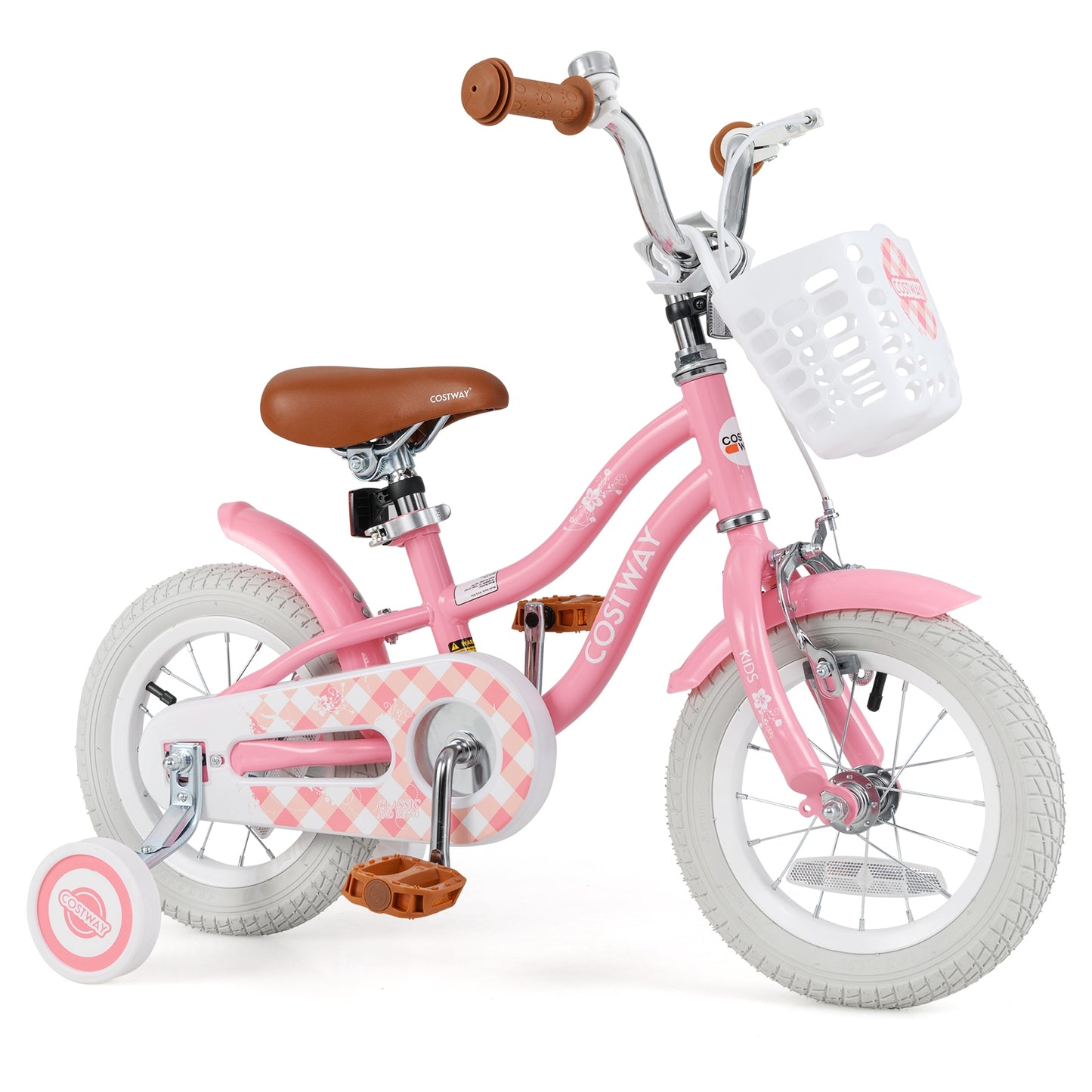 12 Inch Kids Bike with Training Wheels and Basket for Boys Girls 3-4 Years Old Kids Crystal