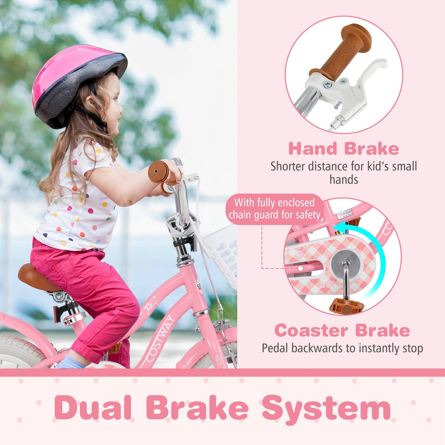 12 Inch Kids Bike with Training Wheels and Basket for Boys Girls 3-4 Years Old Kids Crystal