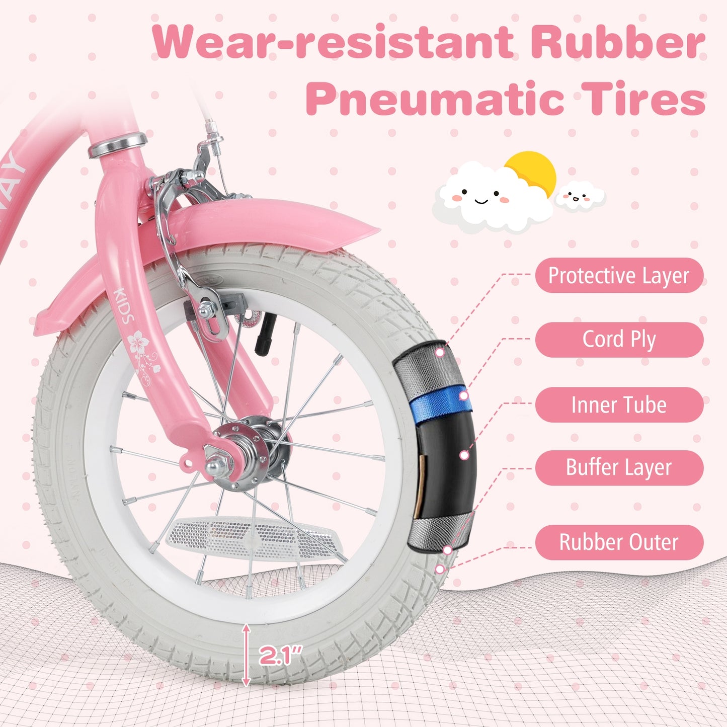 12 Inch Kids Bike with Training Wheels and Basket for Boys Girls 3-4 Years Old Kids Crystal