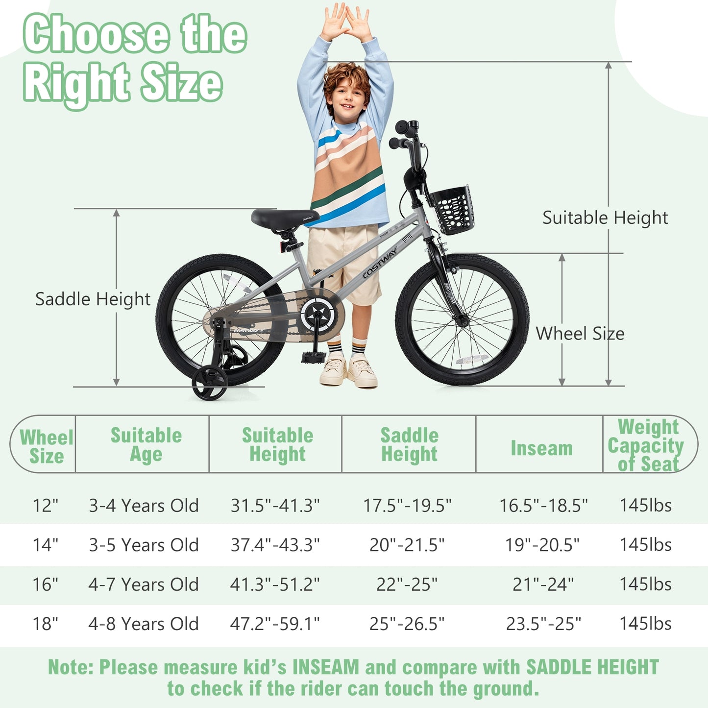 18 Inch Kids Bike Adjustable with Transparent Chain Cover for 4-8 Years Old Kids Crystal