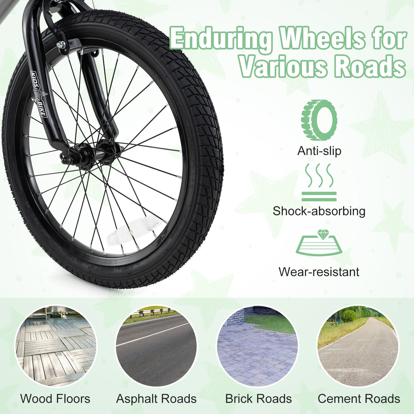 18 Inch Kids Bike Adjustable with Transparent Chain Cover for 4-8 Years Old Kids Crystal