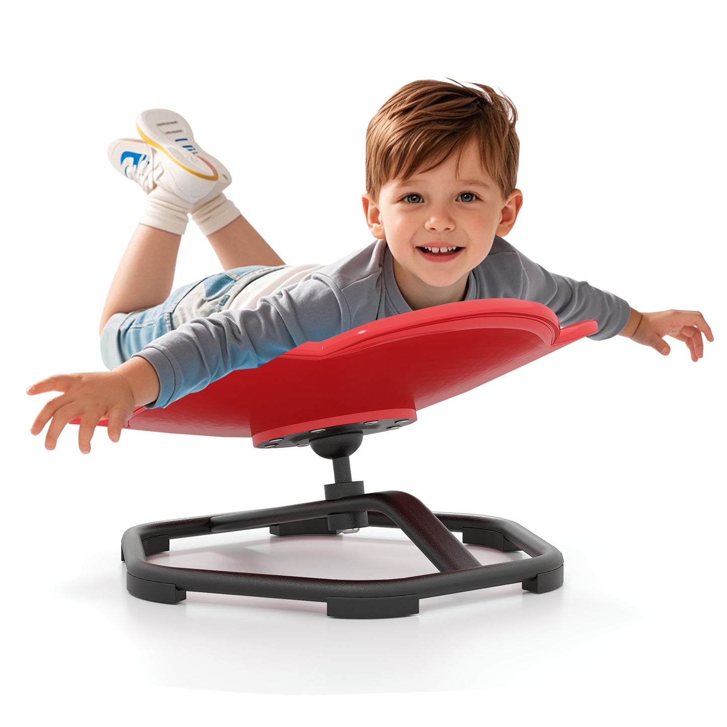 Kids Sensory Swivel Chair Elephant 360° Spinning Chair with Non-Slip Metal Base-Red