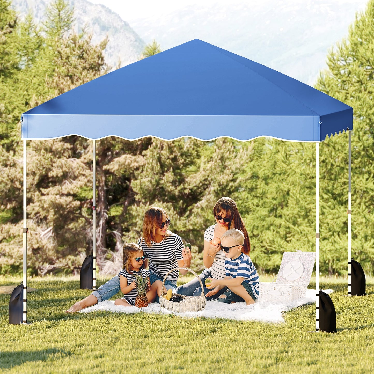 Foldable 10 X 10 Feet Pop up Canopy Tent with Wheeled Bag-Blue Kids Crystal