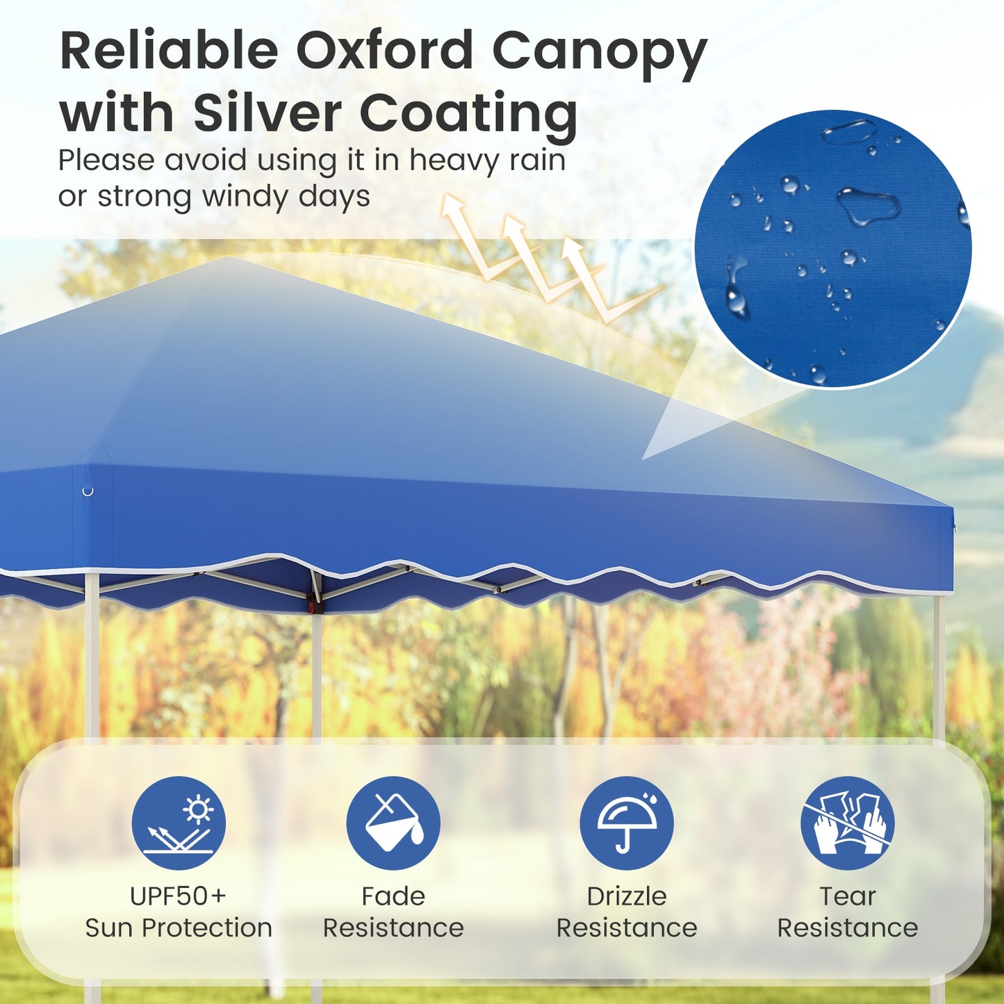 Foldable 10 X 10 Feet Pop up Canopy Tent with Wheeled Bag-Blue Kids Crystal