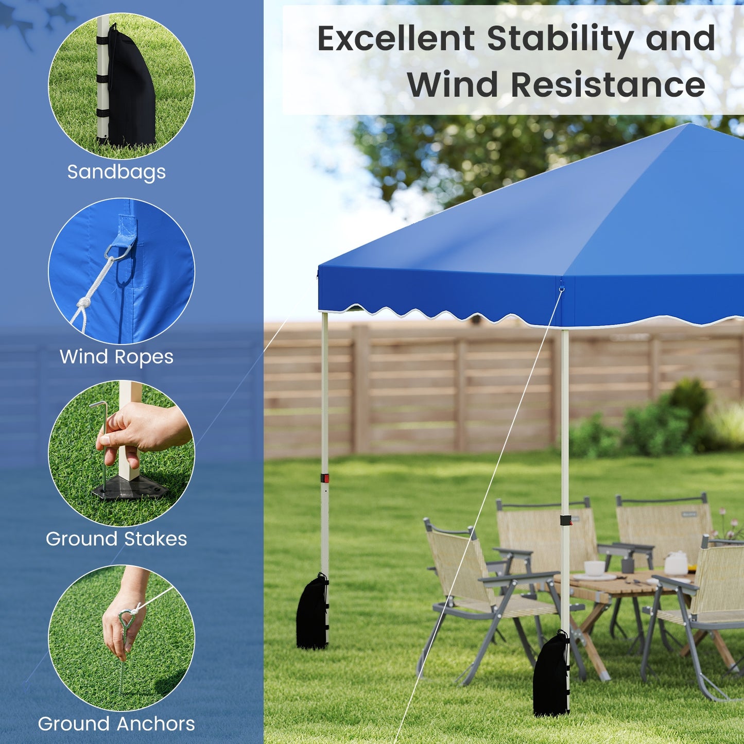 Foldable 10 X 10 Feet Pop up Canopy Tent with Wheeled Bag-Blue Kids Crystal