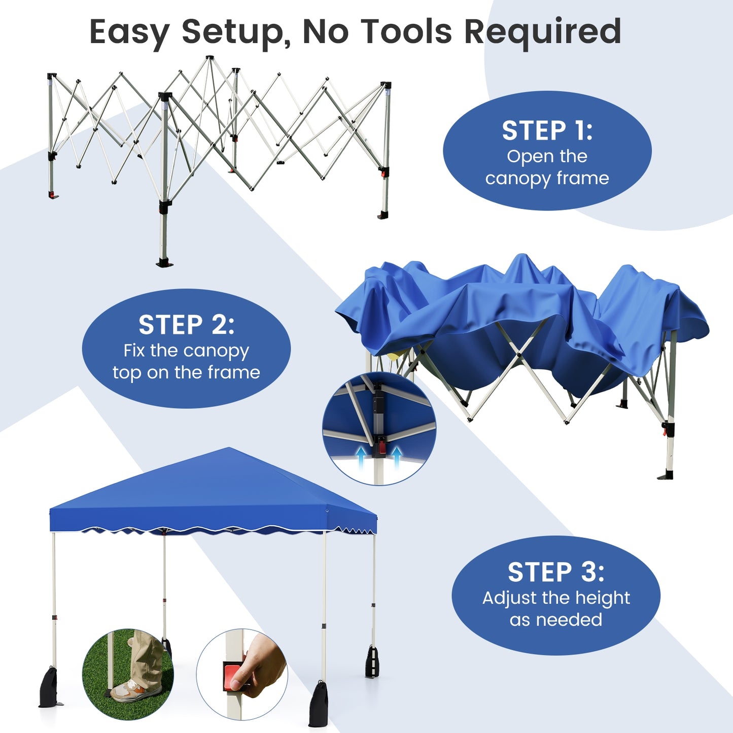 Foldable 10 X 10 Feet Pop up Canopy Tent with Wheeled Bag-Blue Kids Crystal