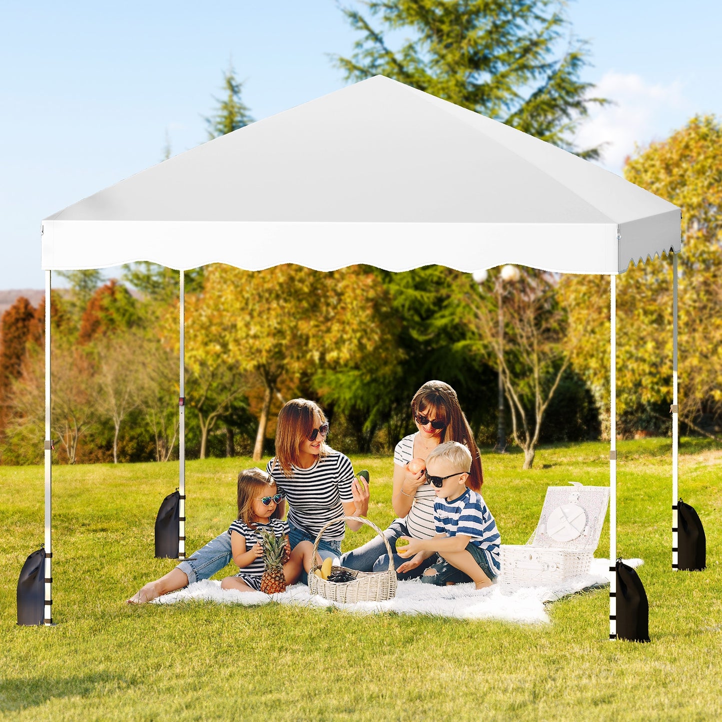 Foldable 10 X 10 Feet Pop up Canopy Tent with Wheeled Bag-White Kids Crystal