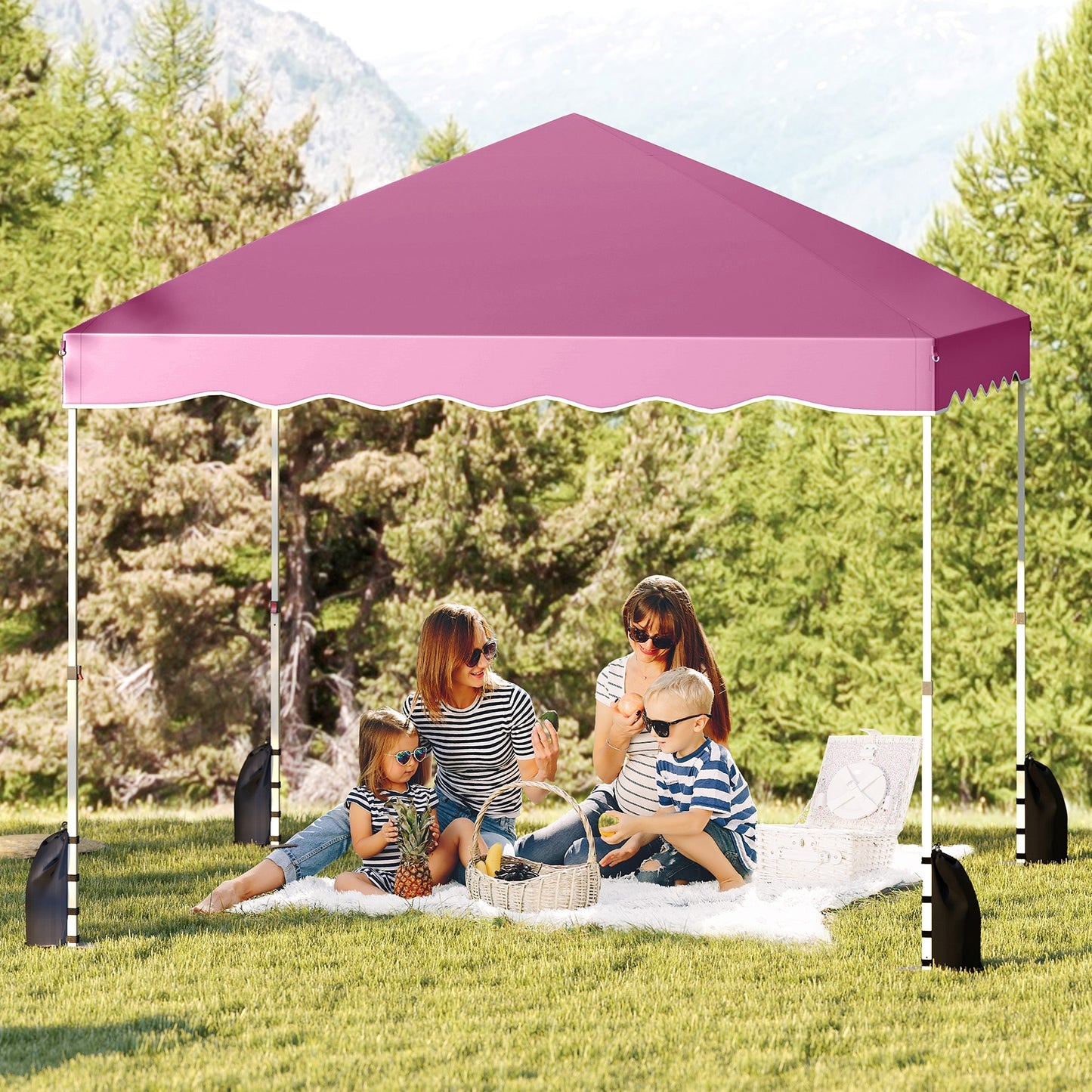 Foldable 10 X 10 Feet Pop up Canopy Tent with Wheeled Bag-Pink Kids Crystal