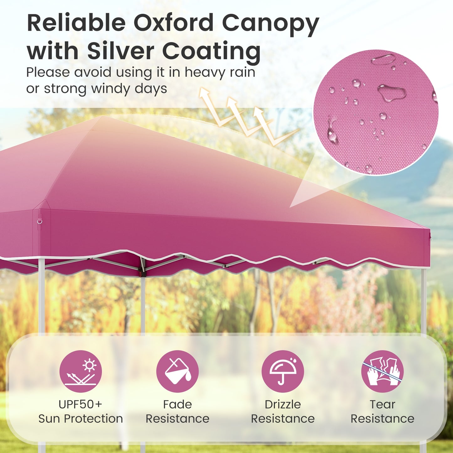 Foldable 10 X 10 Feet Pop up Canopy Tent with Wheeled Bag-Pink Kids Crystal