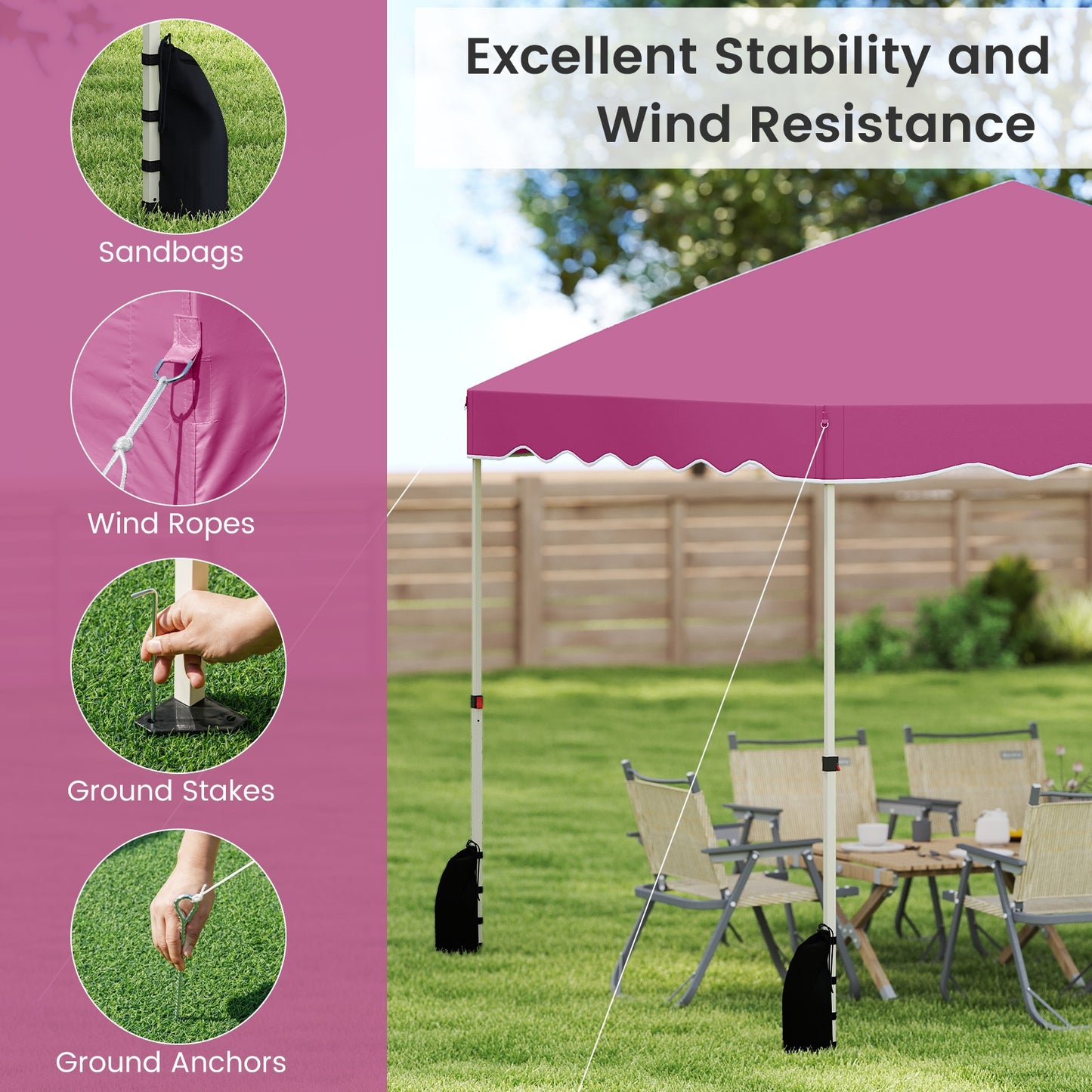 Foldable 10 X 10 Feet Pop up Canopy Tent with Wheeled Bag-Pink Kids Crystal