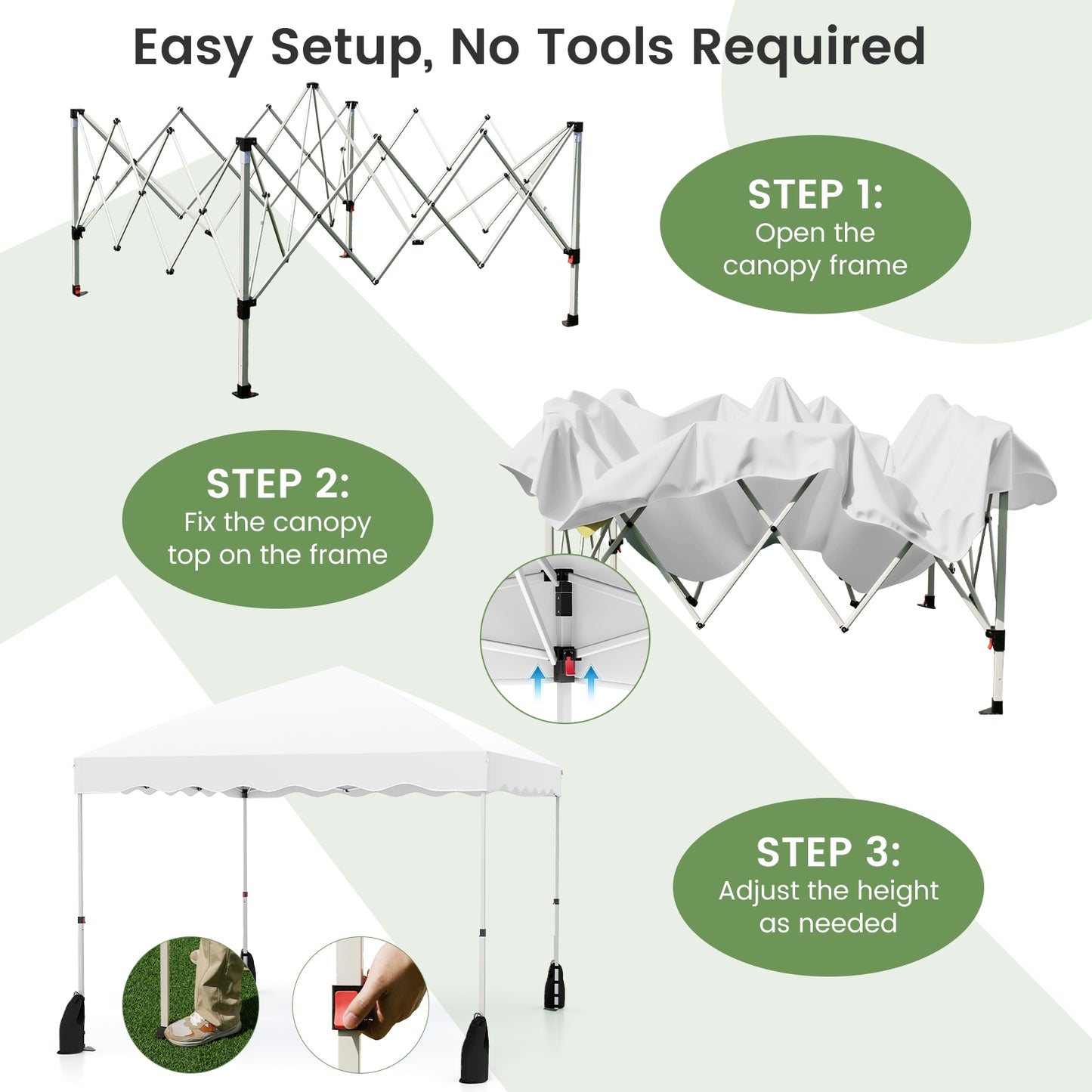 Foldable 10 X 10 Feet Pop up Canopy Tent with Wheeled Bag-White Kids Crystal